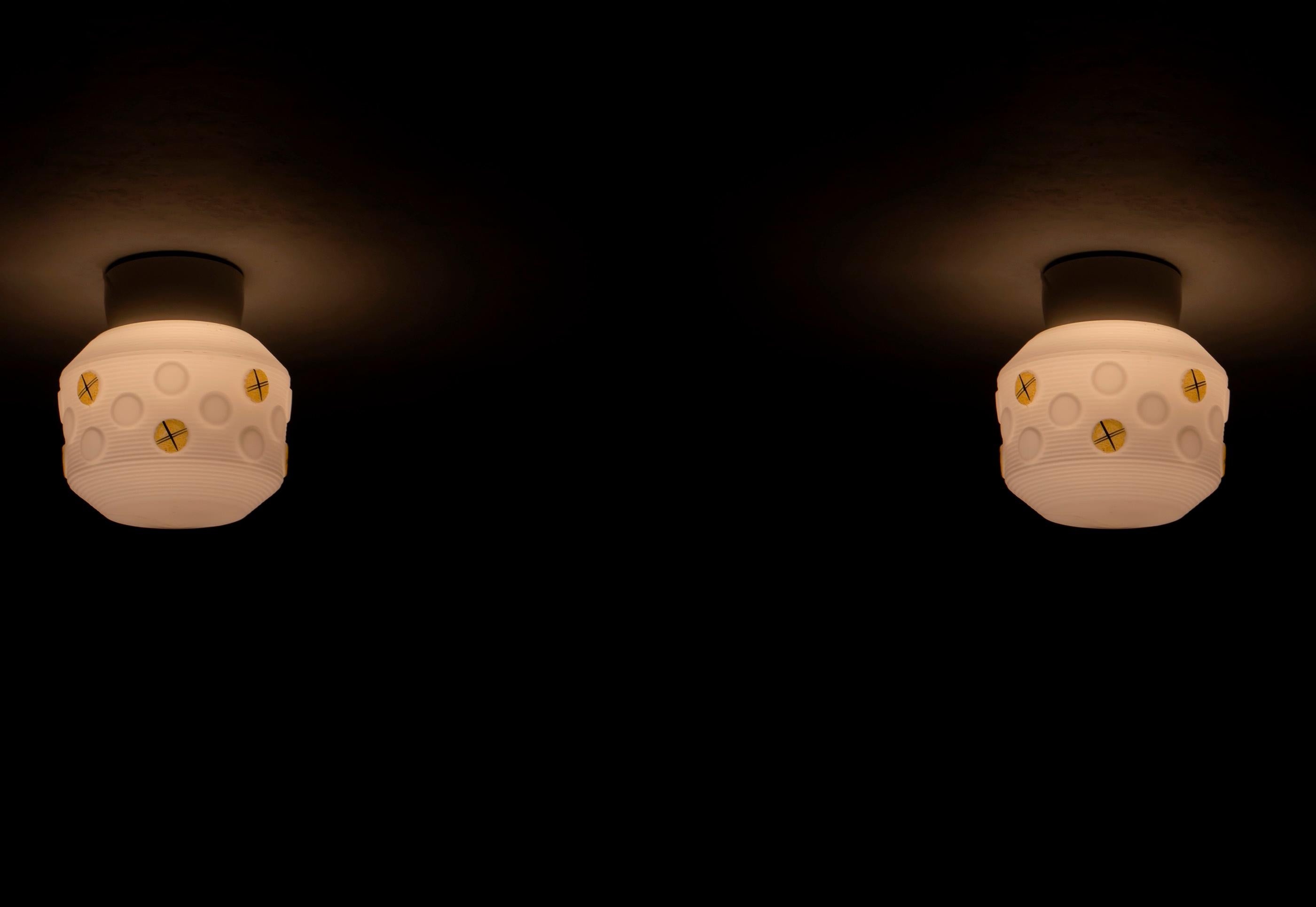 Pair of Scandinavian Flush Mount Ceiling Lamps, 1950s 1