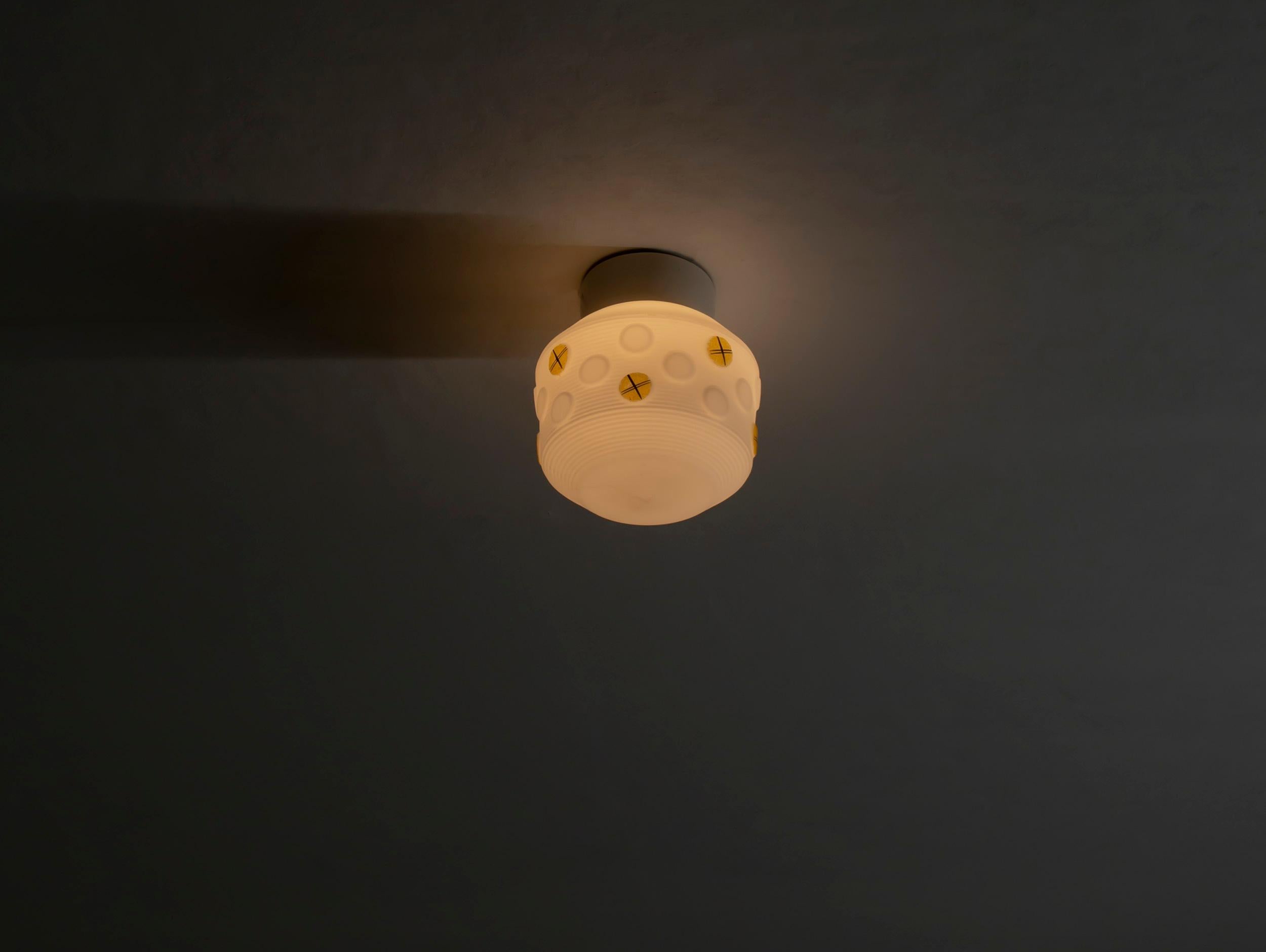 Pair of Scandinavian Flush Mount Ceiling Lamps, 1950s 3