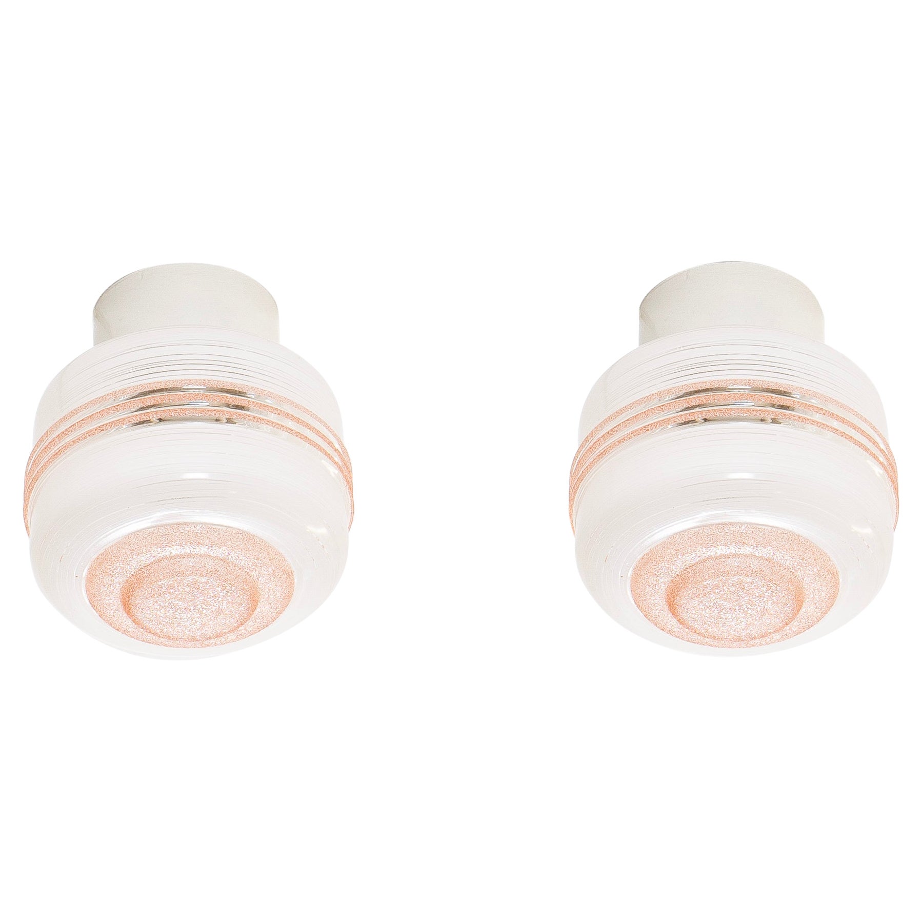 Pair of Scandinavian Flush Mount Ceiling Lamps, 1950s
