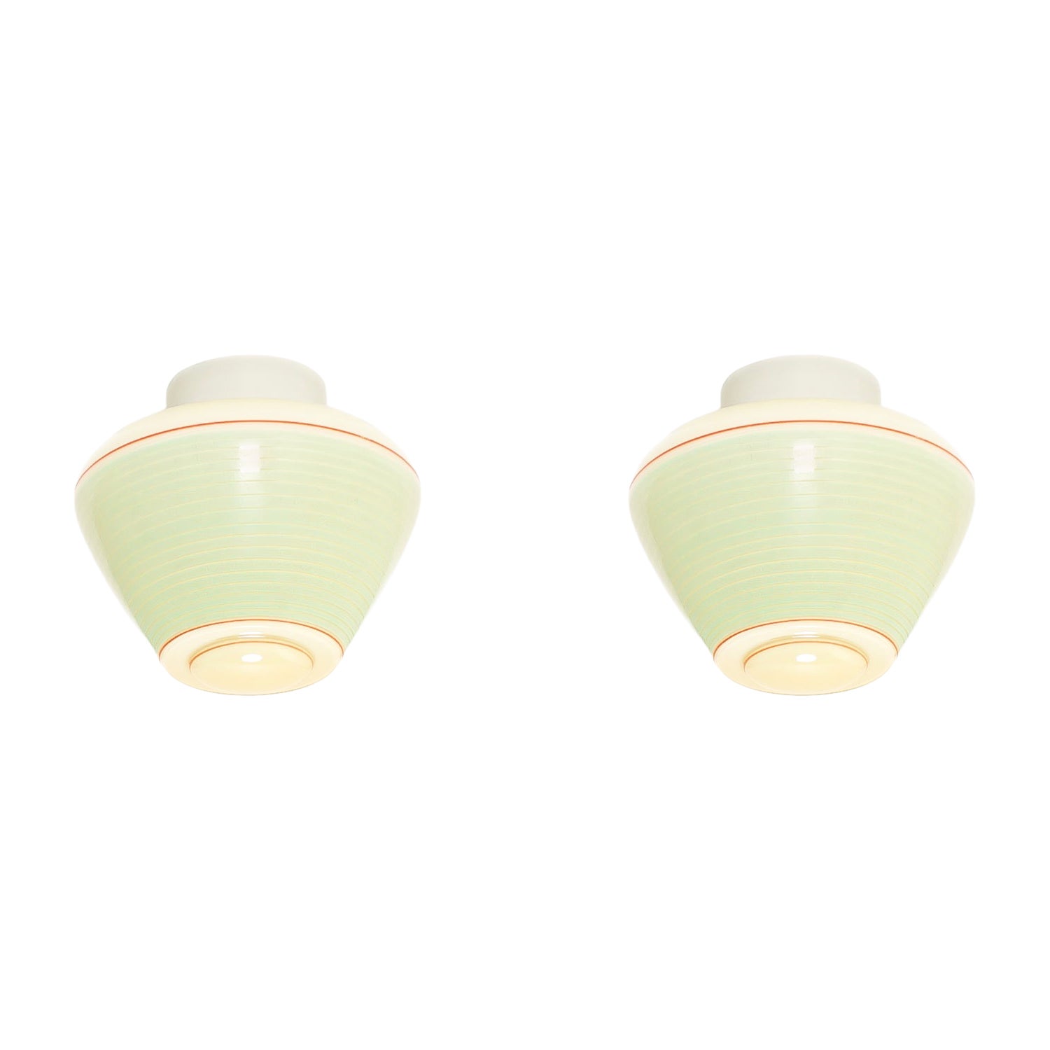 Pair of Scandinavian Flush Mount Ceiling Lamps, 1950s