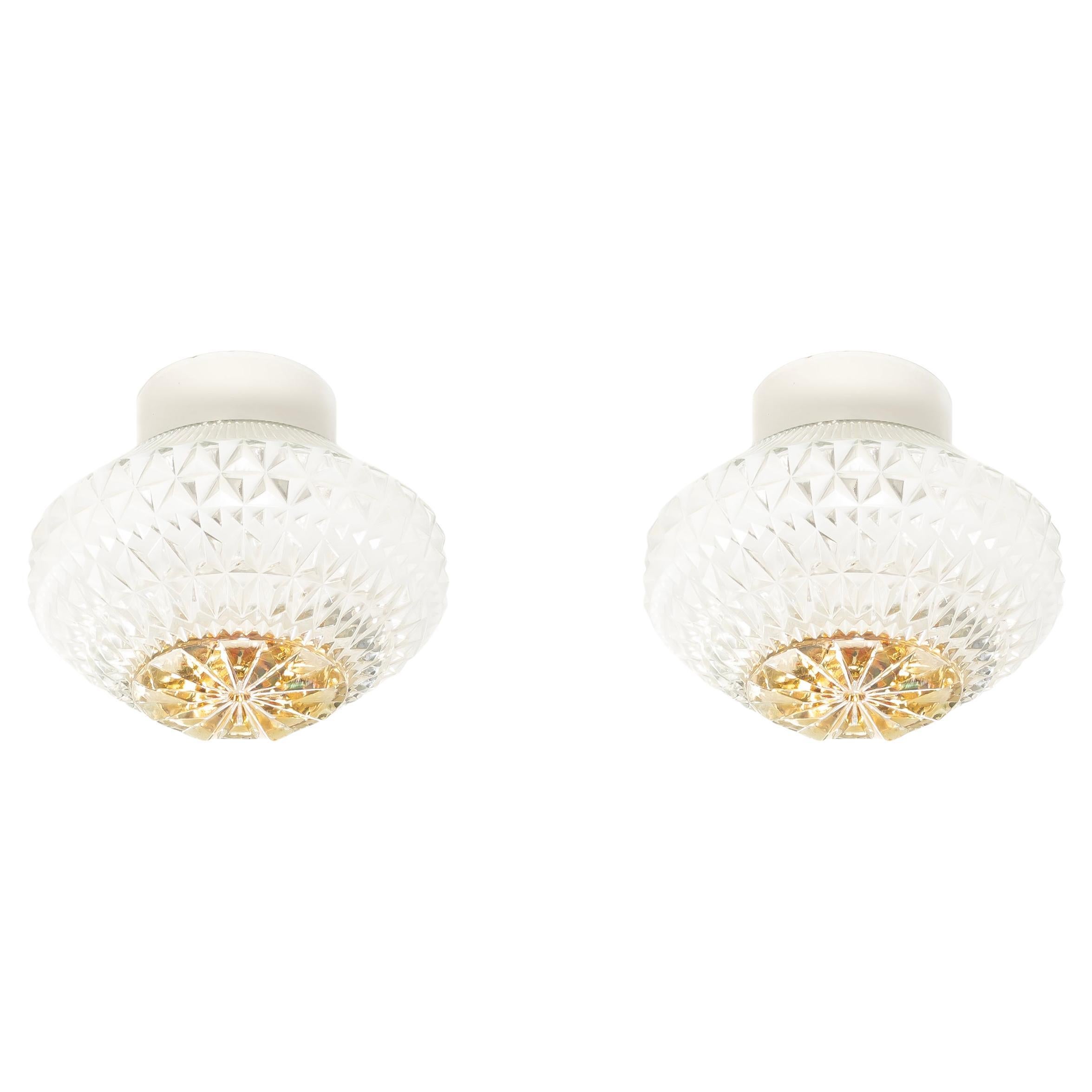 Pair of Scandinavian Flush Mount Ceiling Lamps, 1950s