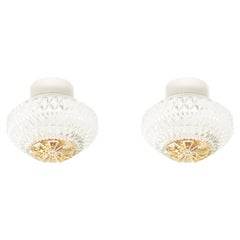Pair of Scandinavian Flush Mount Ceiling Lamps, 1950s