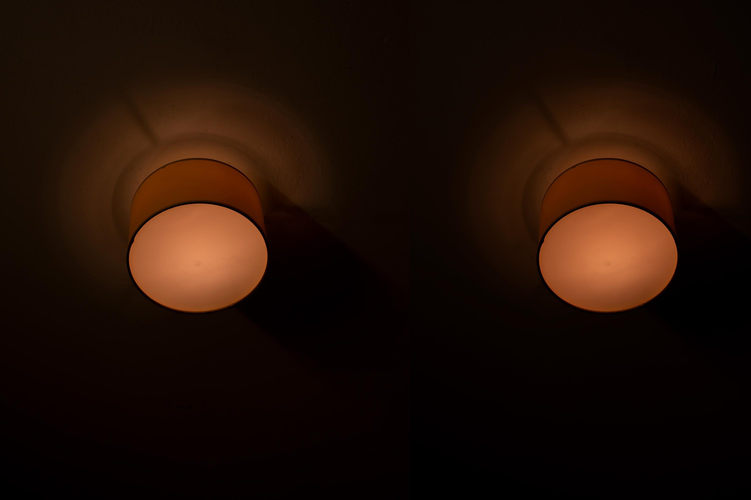 Pair of Scandinavian Flush Mount Ceiling Lights by Luxus, Sweden, 1970s In Good Condition In Oslo, NO