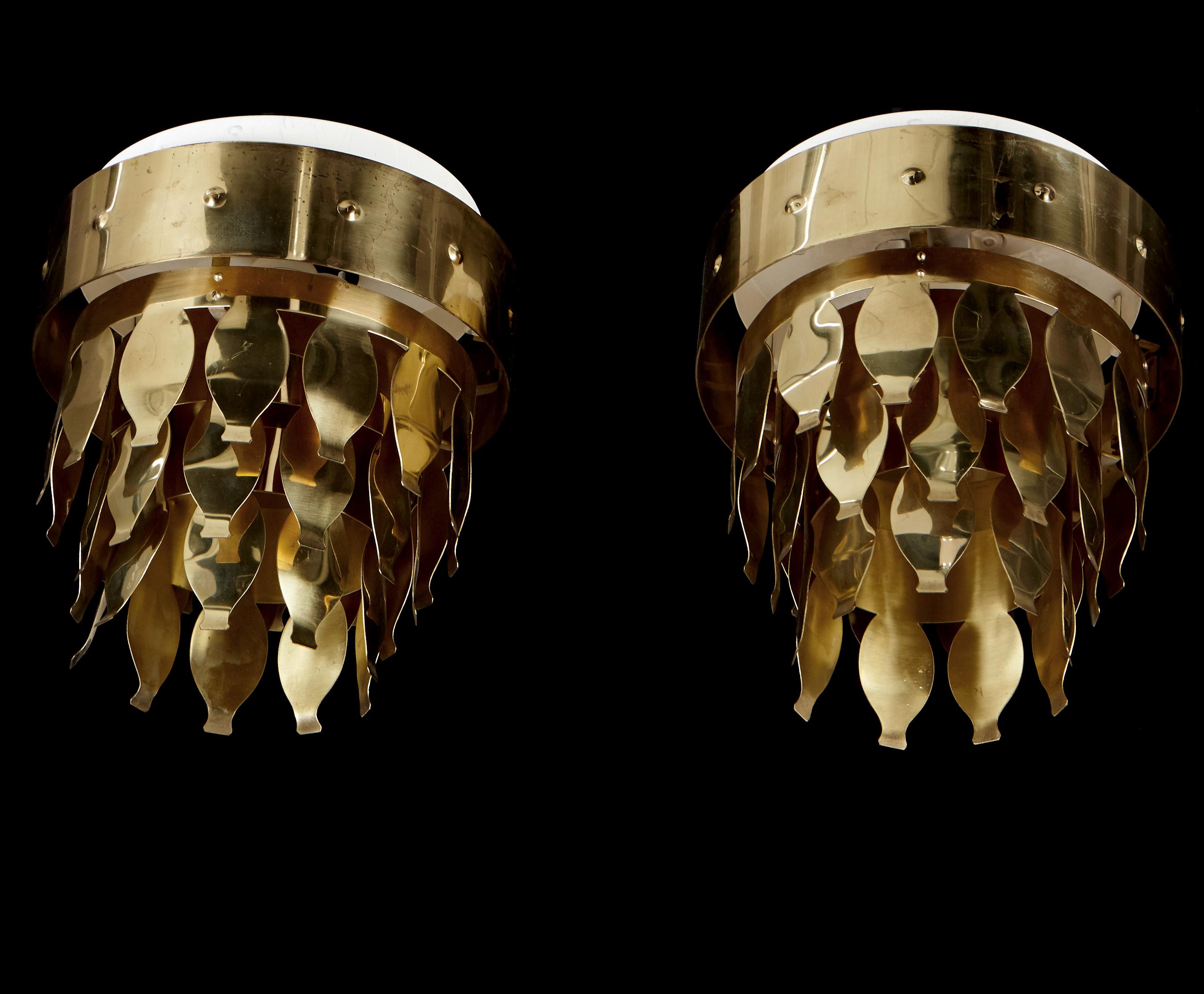 Pair of Scandinavian Flush Mount Ceiling Lights by Uno Dahlén, Sweden, 1970s In Good Condition In Oslo, NO