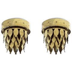Pair of Scandinavian Flush Mount Ceiling Lights by Uno Dahlén, Sweden, 1970s