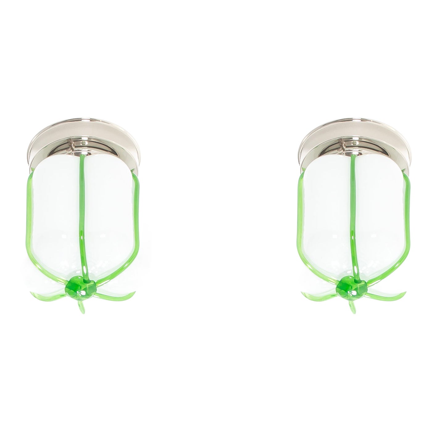 Pair of Scandinavian Flush Mount Ceiling Lights