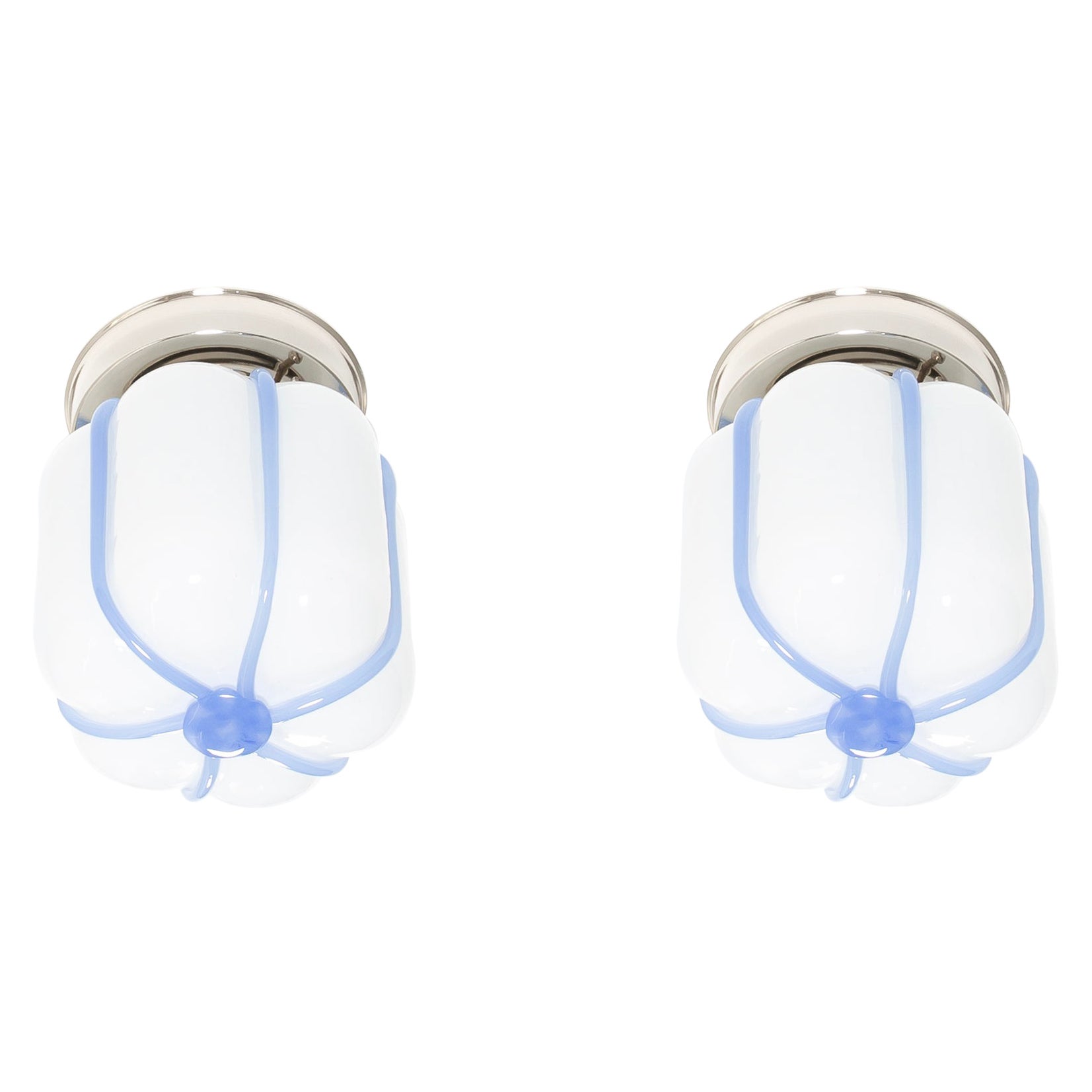 Pair of Scandinavian Flush Mount Ceiling Lights