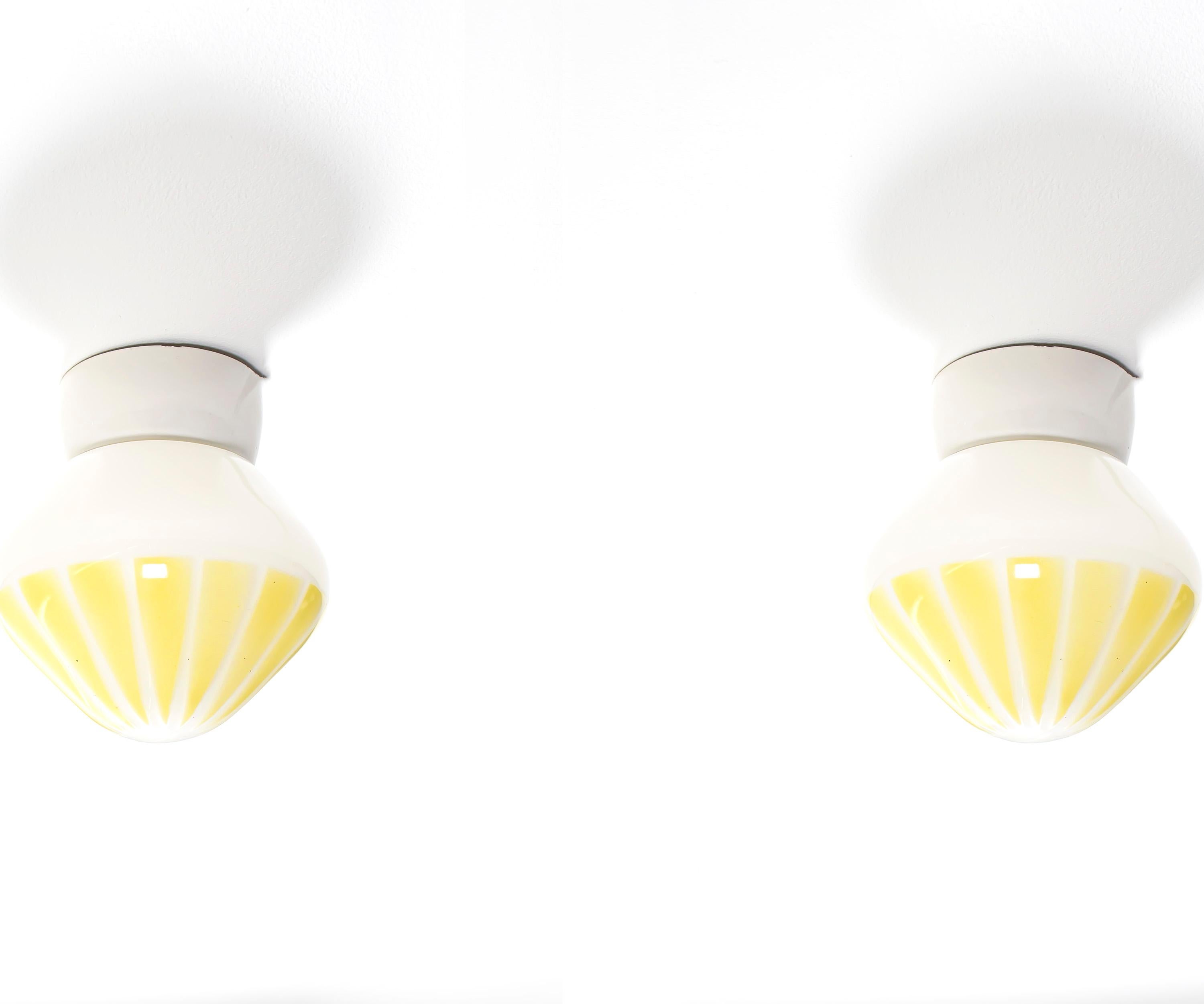 Pair of Scandinavian Flushmount Ceiling Lamps, 1950s In Good Condition For Sale In Oslo, NO