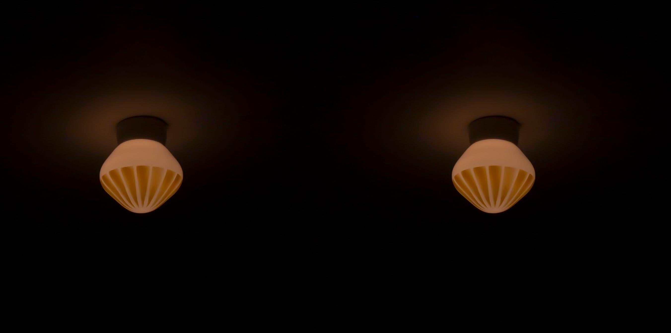 Pair of Scandinavian Flushmount Ceiling Lamps, 1950s 1
