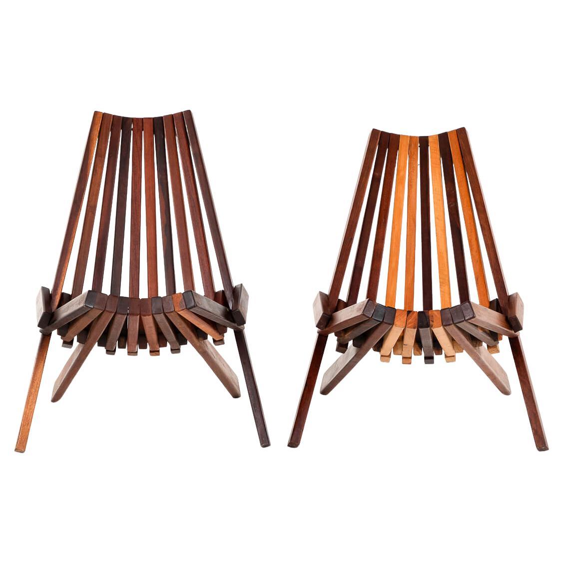 Pair of Scandinavian Folding Teak Chairs For Sale