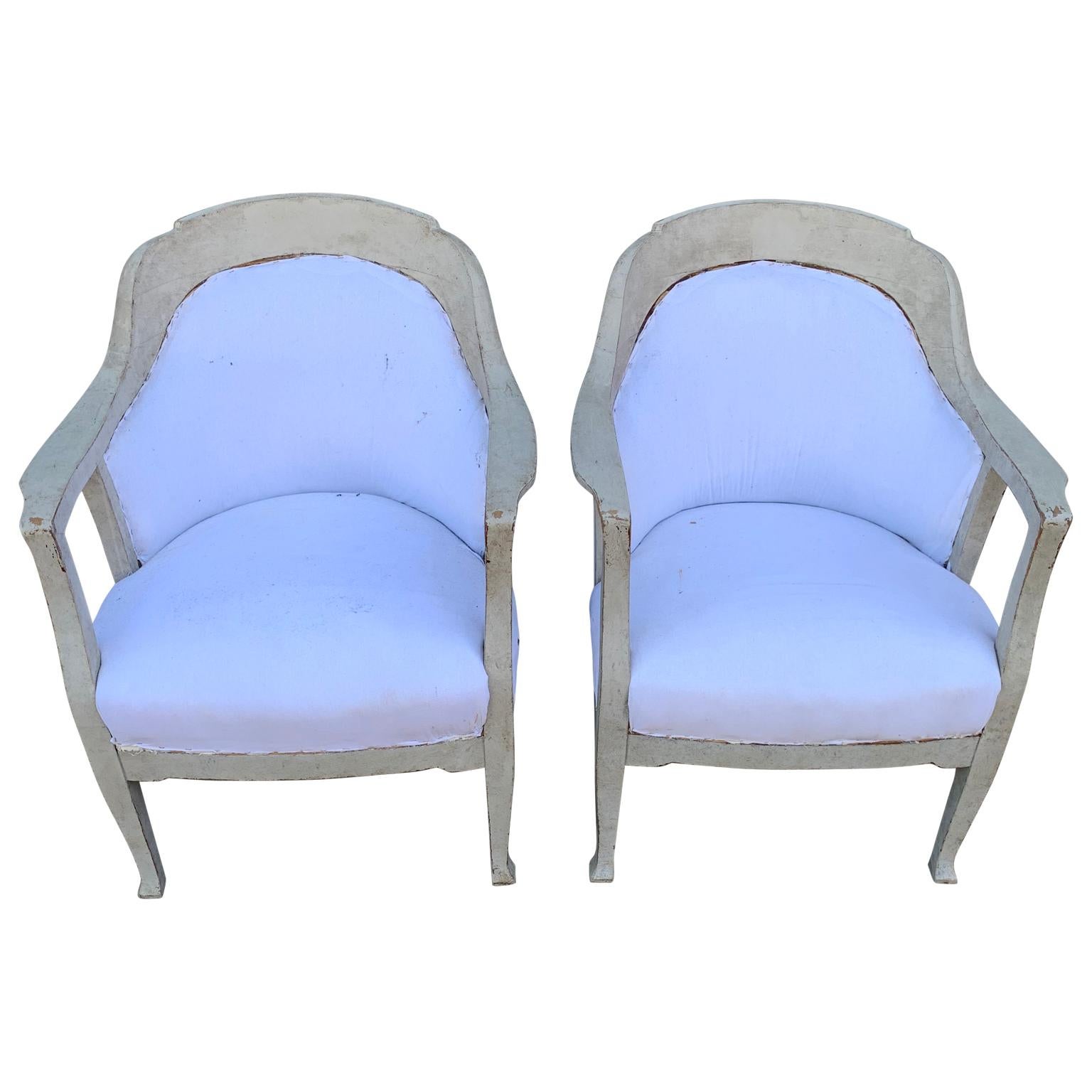 Pair of Scandinavian Gustavian style gray painted armchairs

EUR 175 delivery to most areas of London UK, The Netherlands, Belgium and Northern Germany.