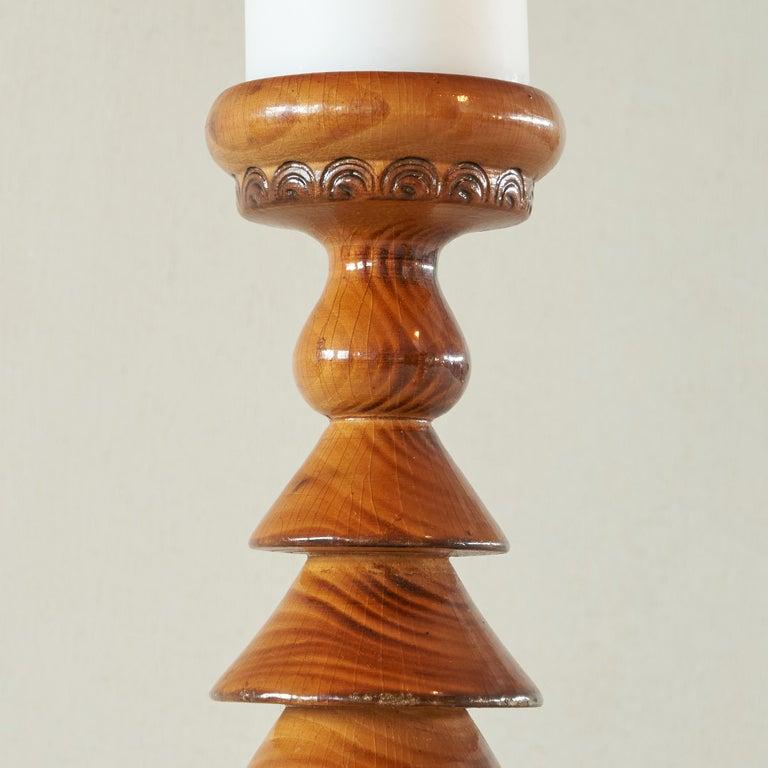 Pair of Scandinavian Lacquered Wood Candlesticks In Good Condition For Sale In Meer, VAN
