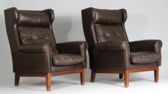 Pair of Scandinavian Leather Club Chairs, 1970s