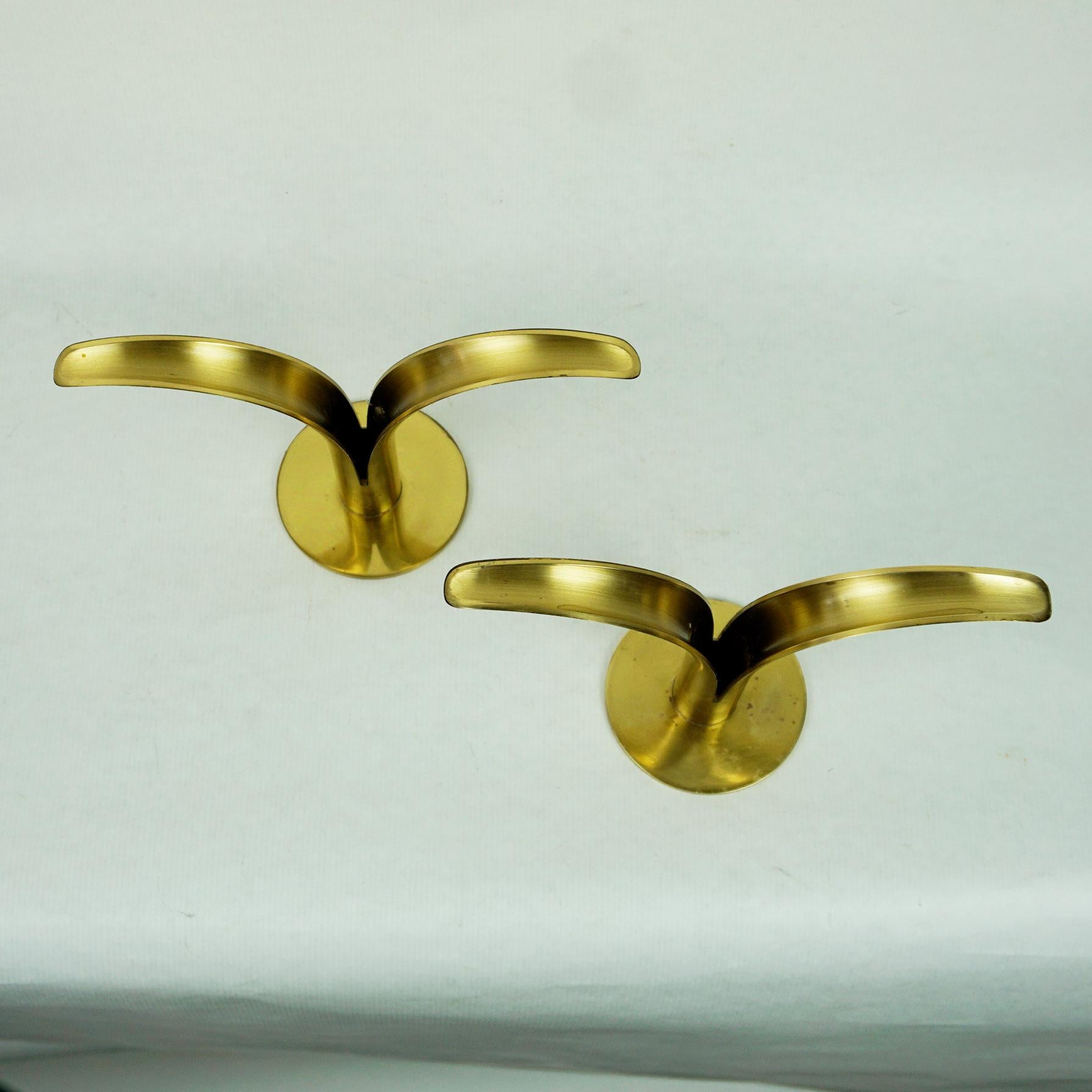 Scandinavian Modern Pair of Scandinavian Liljan Brass Candlesticks by I. A. Björk for Ystad
