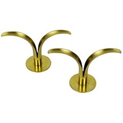 Pair of Scandinavian Liljan Brass Candlesticks by I. A. Björk for Ystad