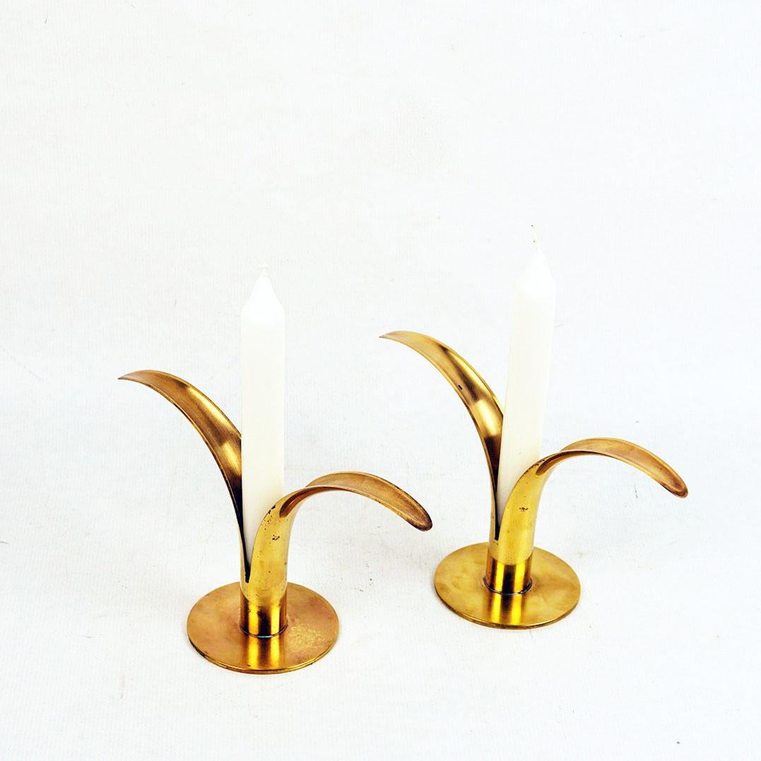 20th Century Pair of Scandinavian Liljan Brass Candlesticks by I.A.Björk for Ystad Sweden