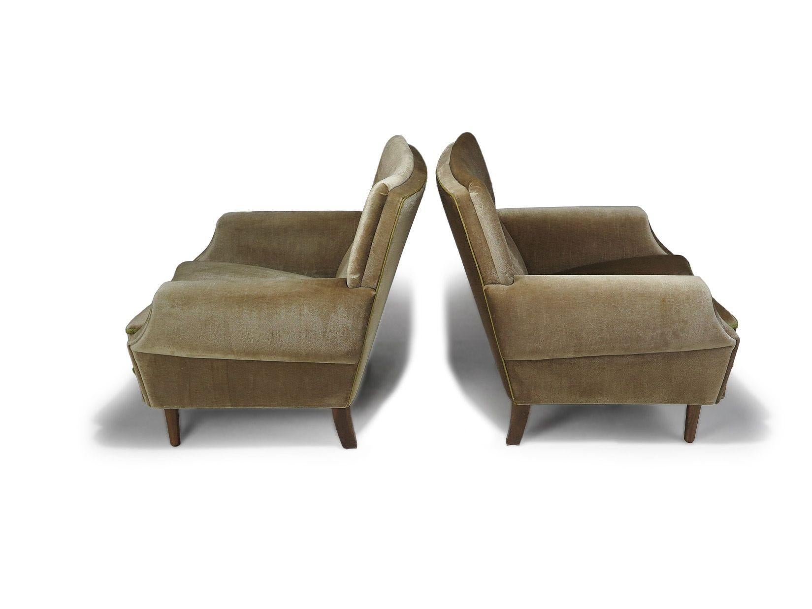 Paar skandinavische Loungesessel aus originalem Mohair im Angebot 5