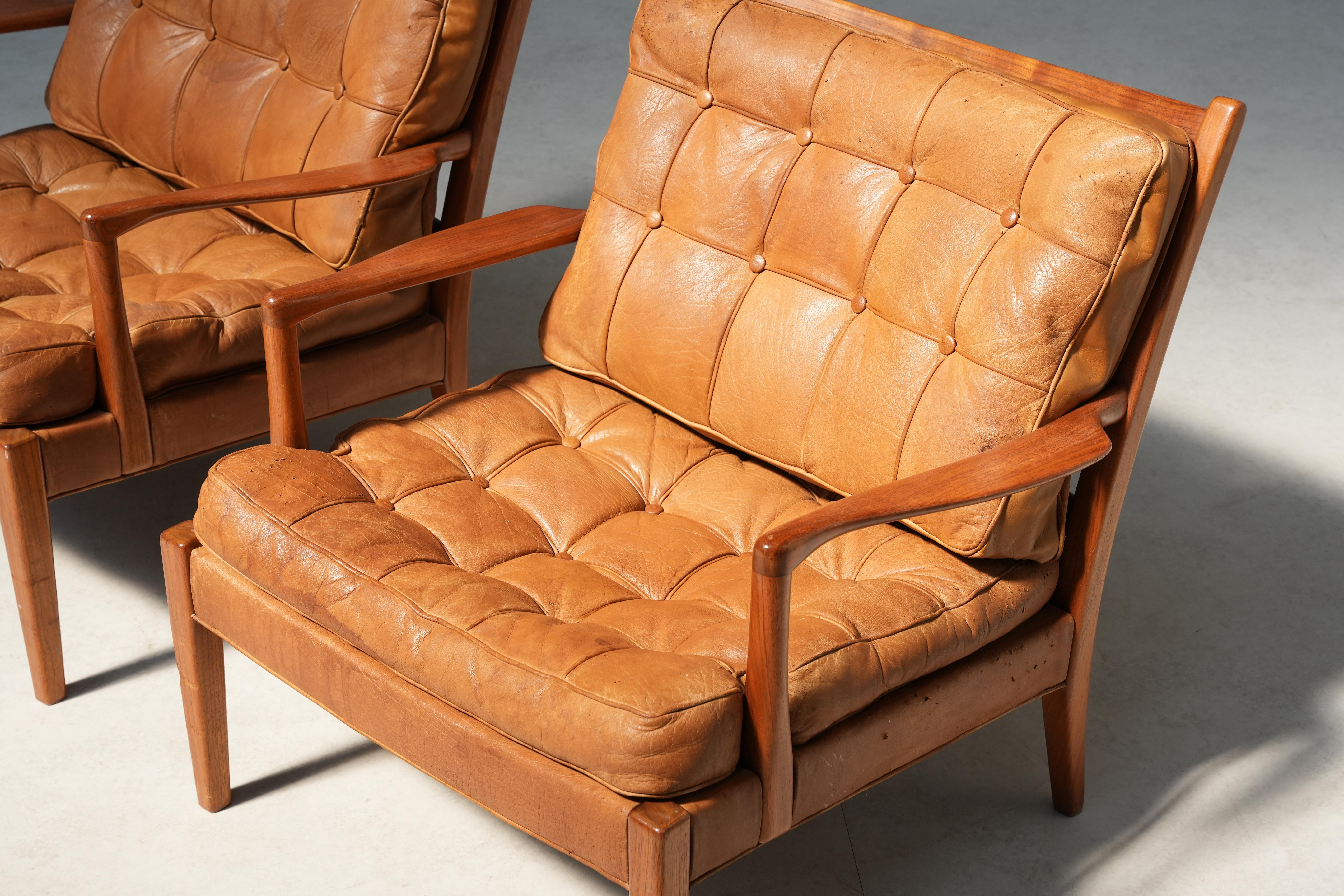 Paar skandinavische Lounge-Stühle Mod. Loven von Arne Norell AB, 1960er Jahre Schweden im Angebot 6