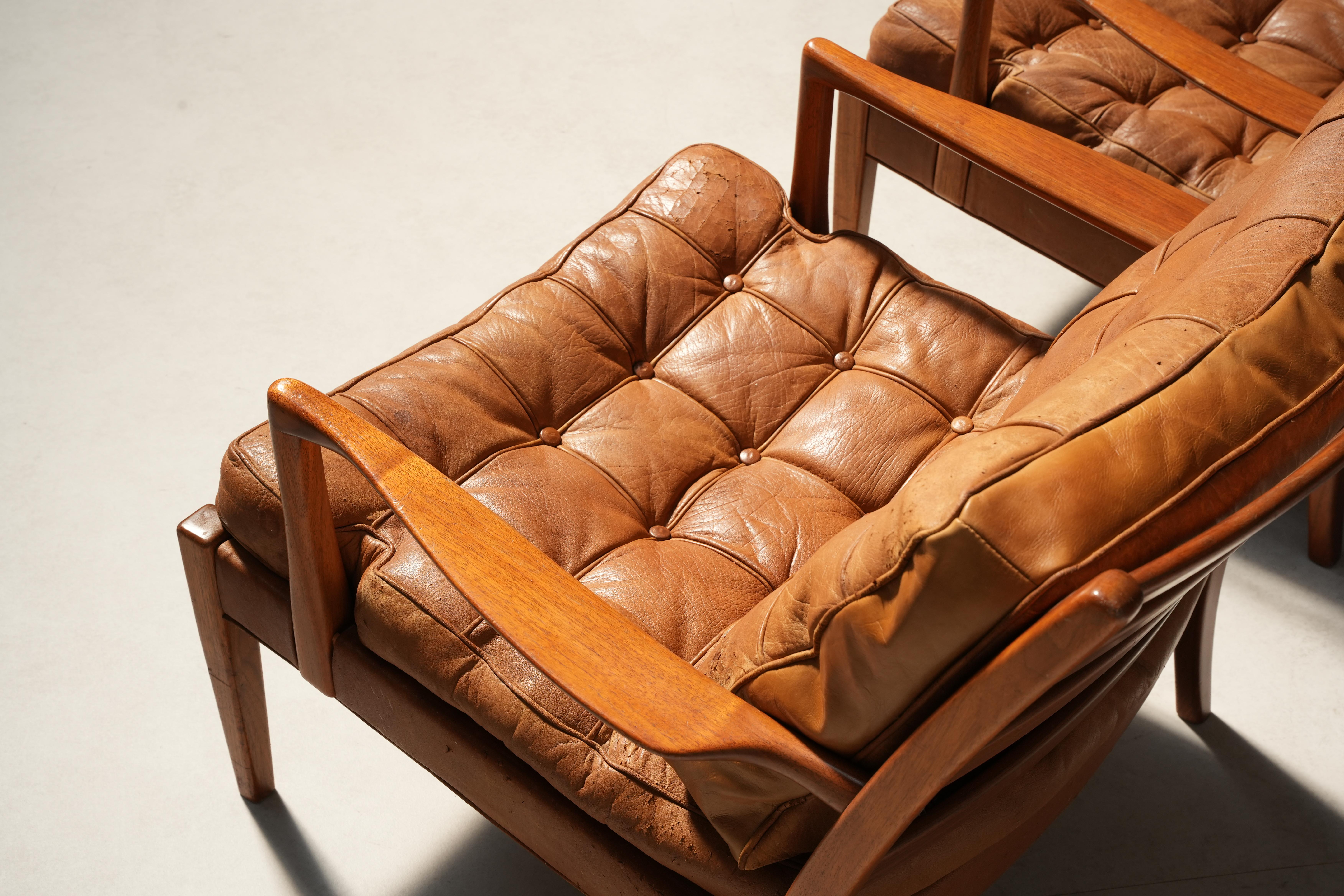 Paar skandinavische Lounge-Stühle Mod. Loven von Arne Norell AB, 1960er Jahre Schweden im Angebot 7