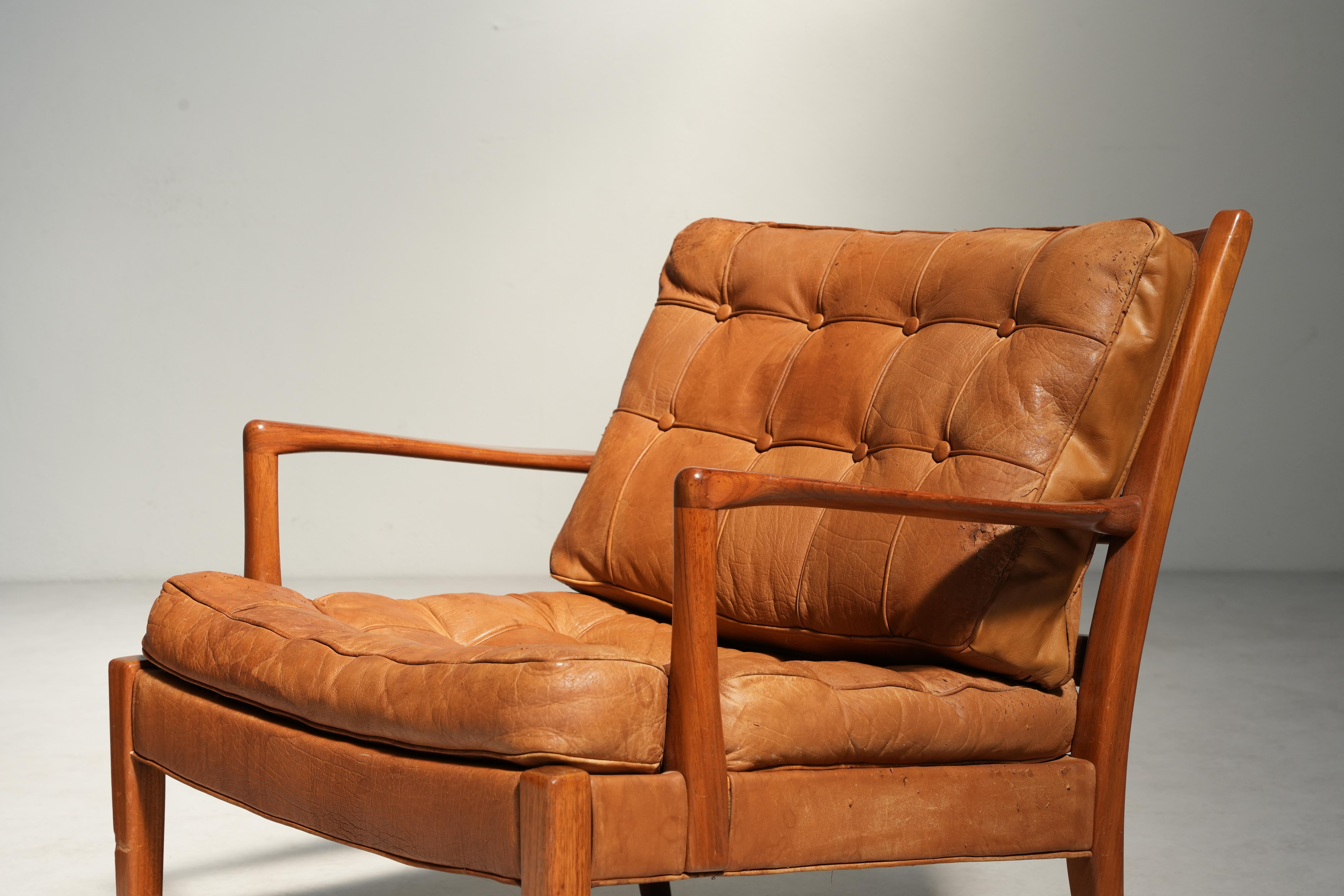 Paar skandinavische Lounge-Stühle Mod. Loven von Arne Norell AB, 1960er Jahre Schweden im Angebot 9