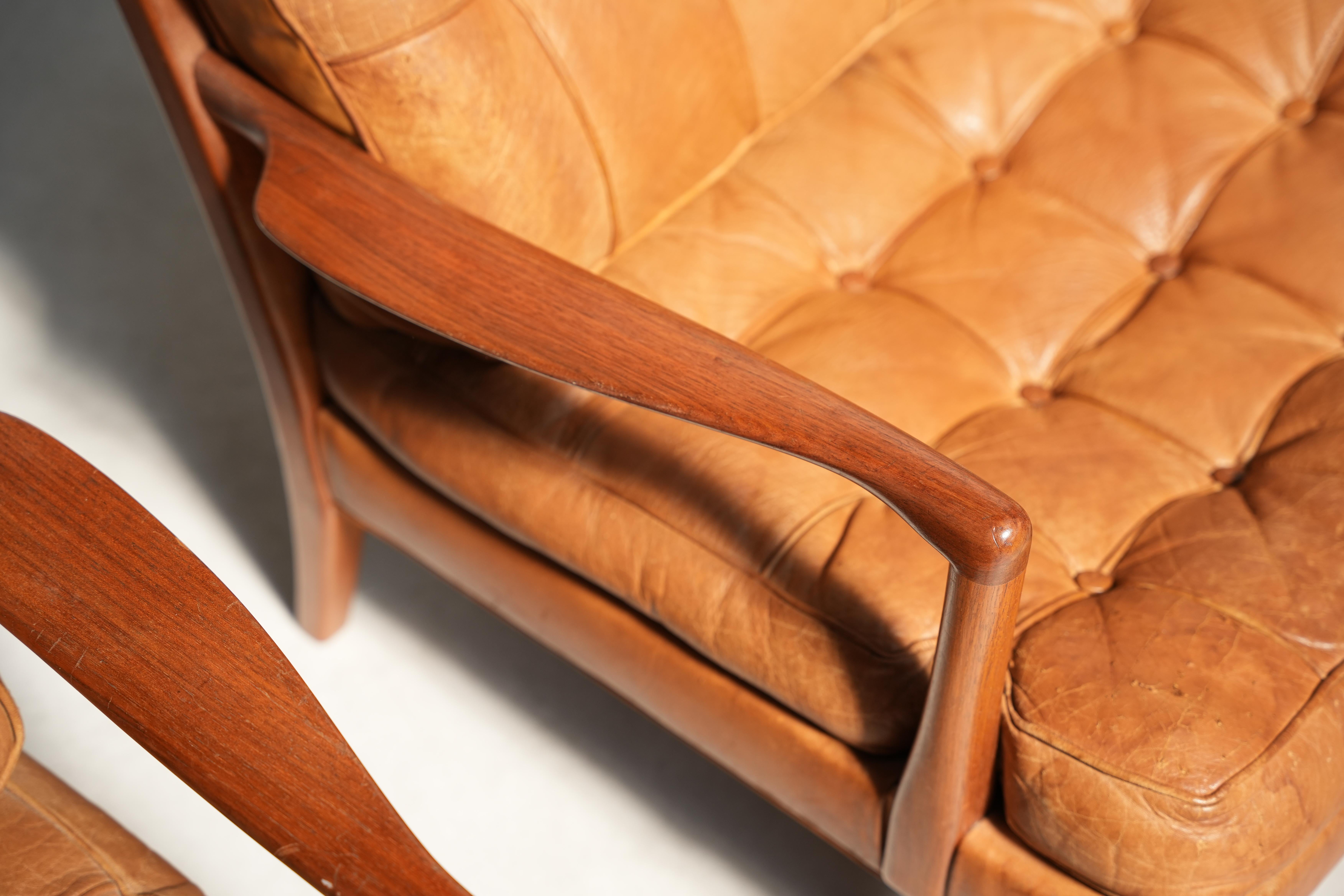 Paar skandinavische Lounge-Stühle Mod. Loven von Arne Norell AB, 1960er Jahre Schweden im Angebot 10
