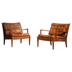 Paar skandinavische Lounge-Stühle Mod. Loven von Arne Norell AB, 1960er Jahre Schweden