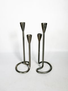 Pair of Scandinavian metal candlesticks, 1960
