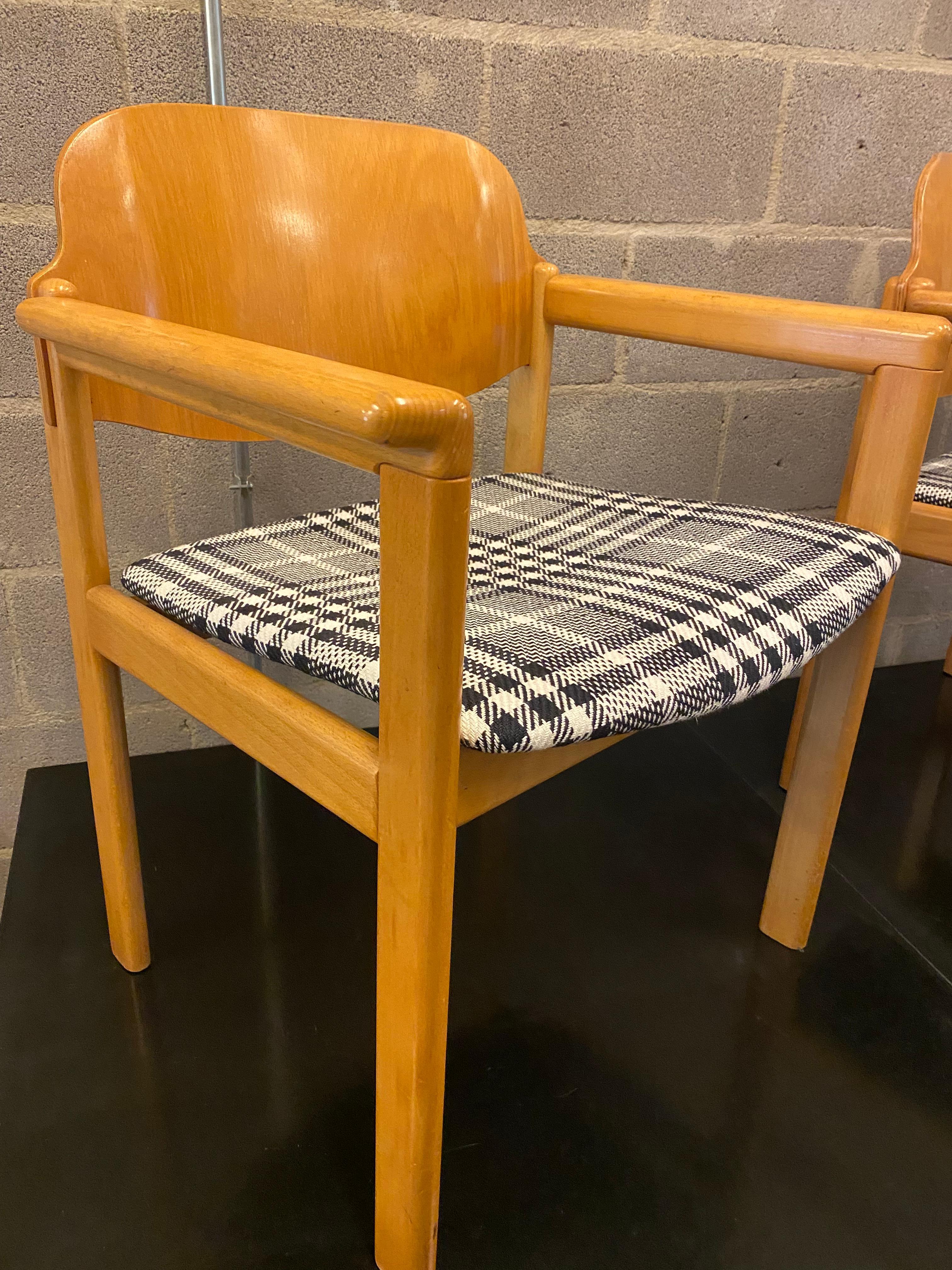 Dutch Pair of Scandinavian Mid-Century Armchairs in Plaid For Sale
