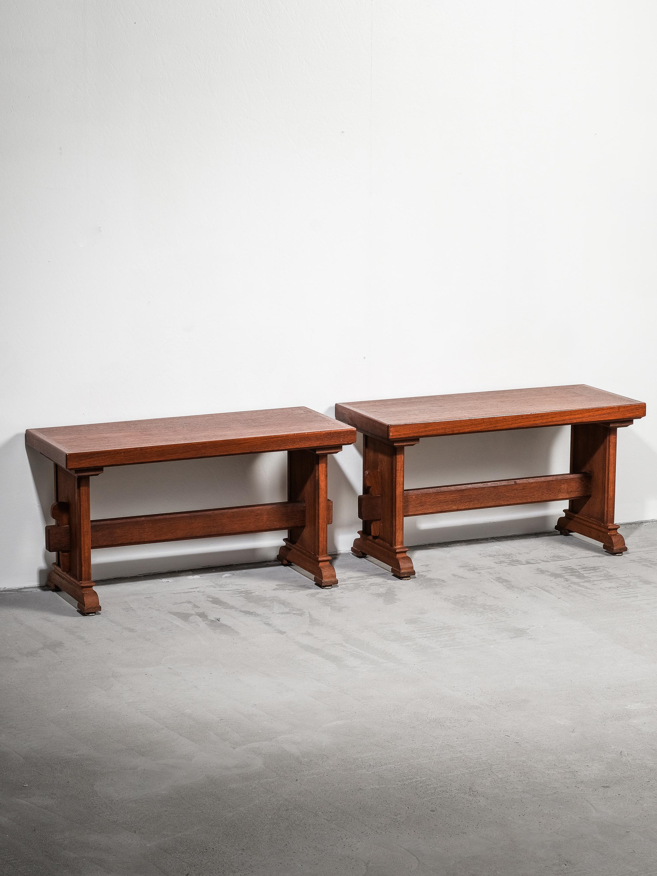 Coppia di panche scandinave di metà secolo in teak in vendita 3