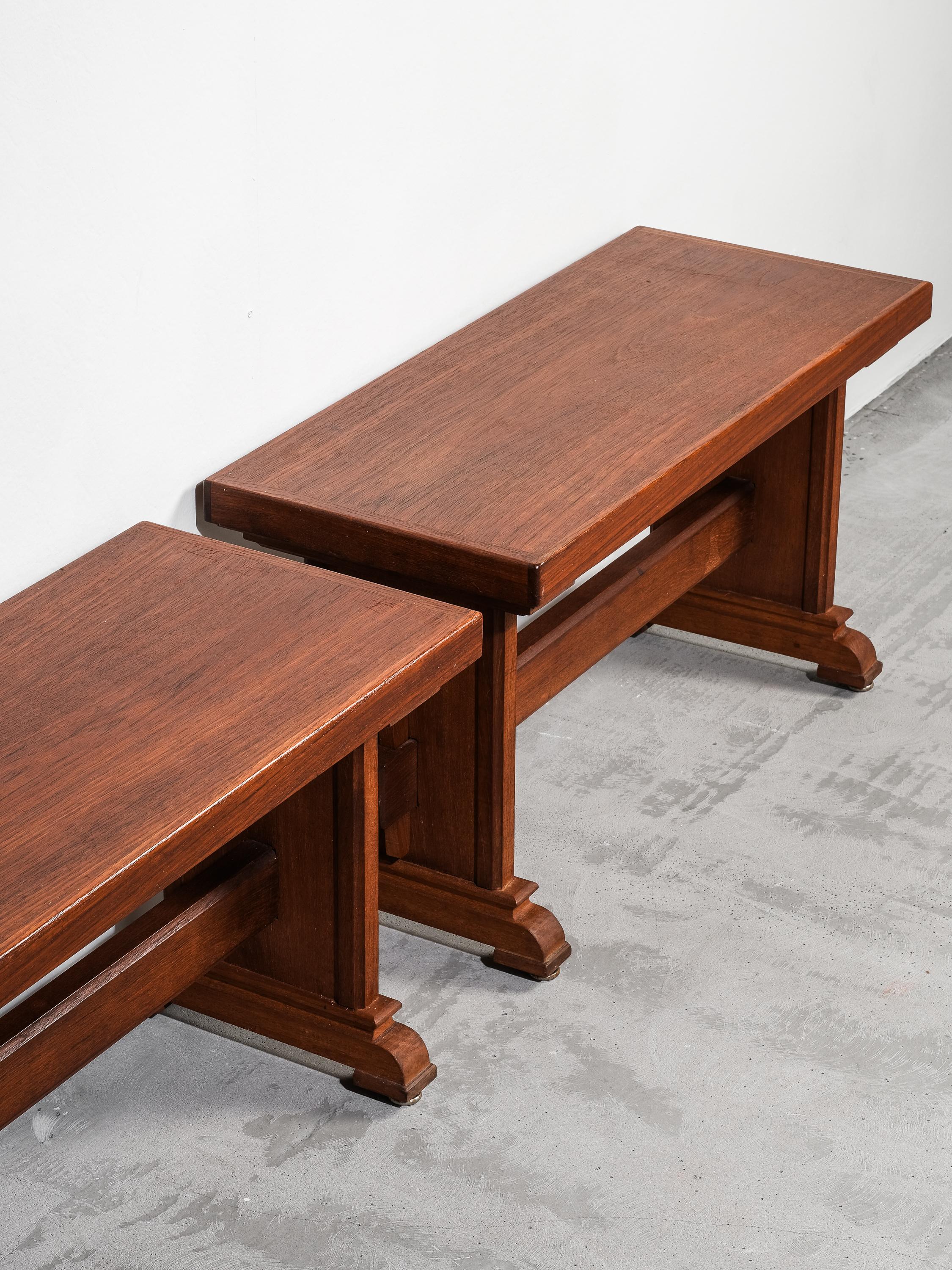 Coppia di panche scandinave di metà secolo in teak in vendita 4