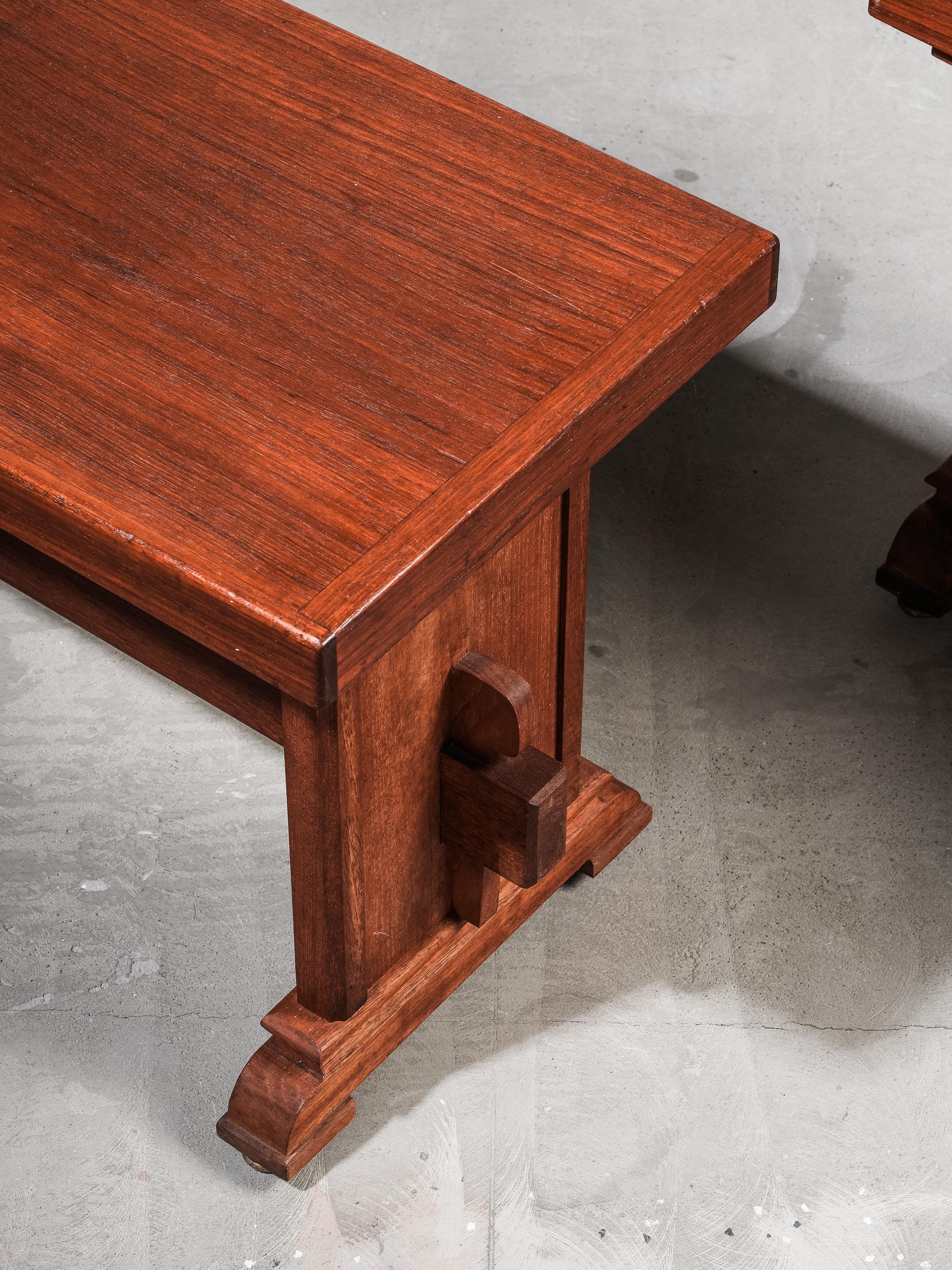 Scandinavo Coppia di panche scandinave di metà secolo in teak in vendita