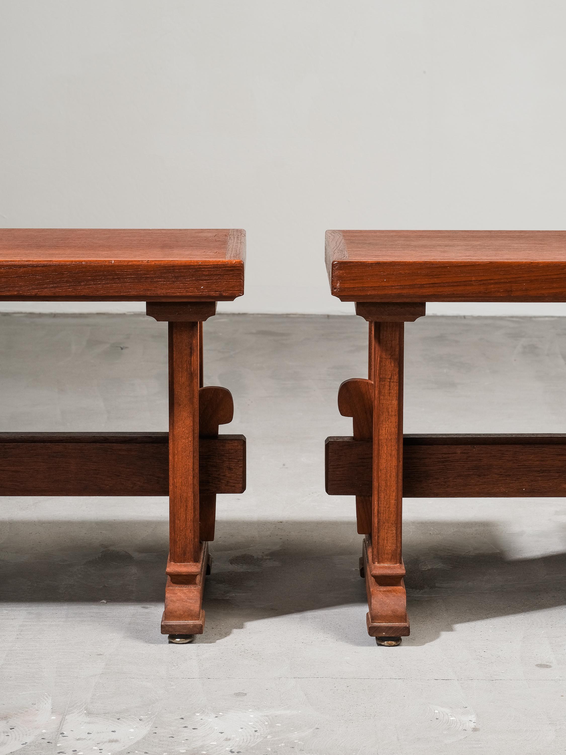 Coppia di panche scandinave di metà secolo in teak in vendita 1