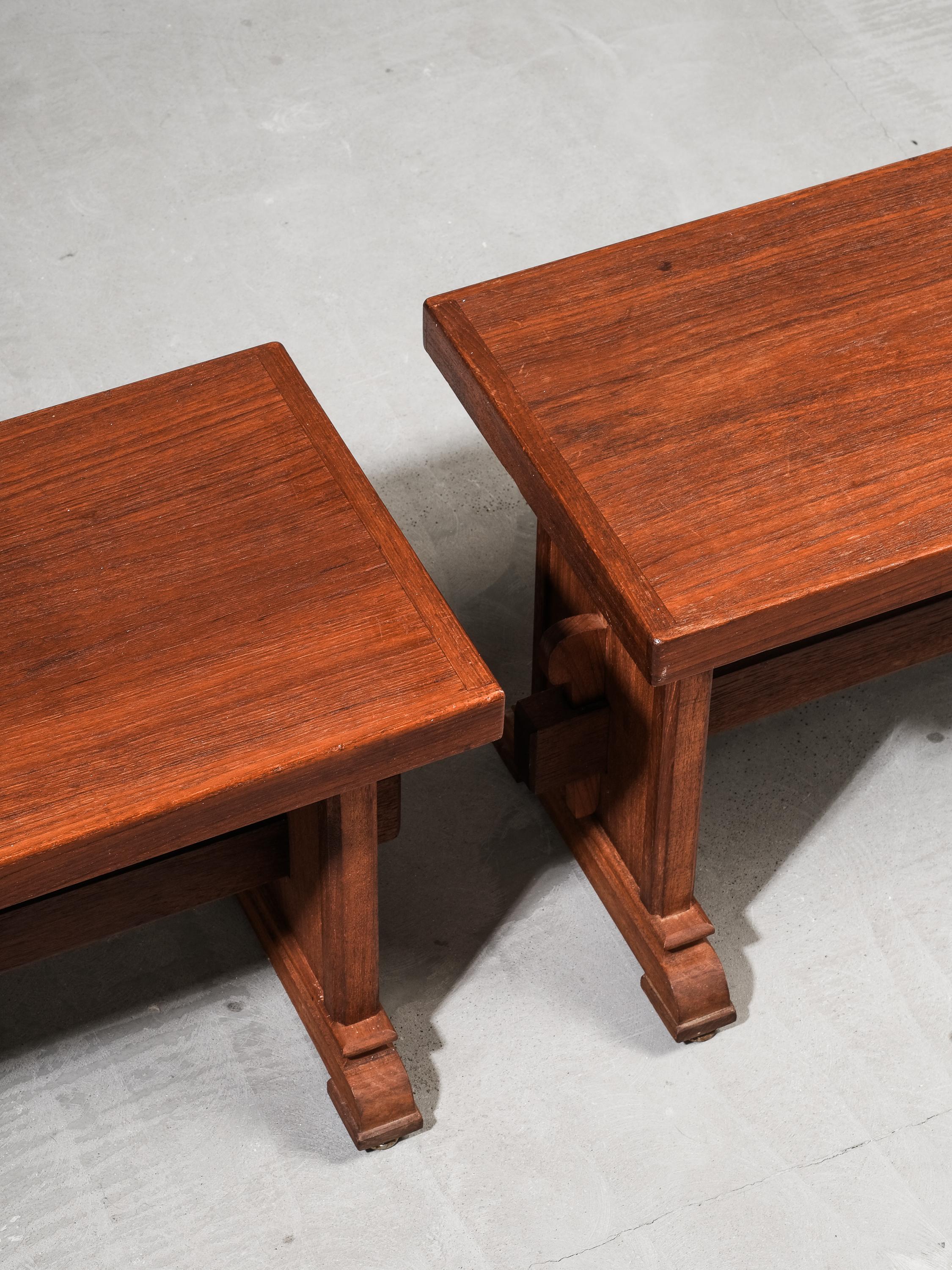 Coppia di panche scandinave di metà secolo in teak in vendita 2