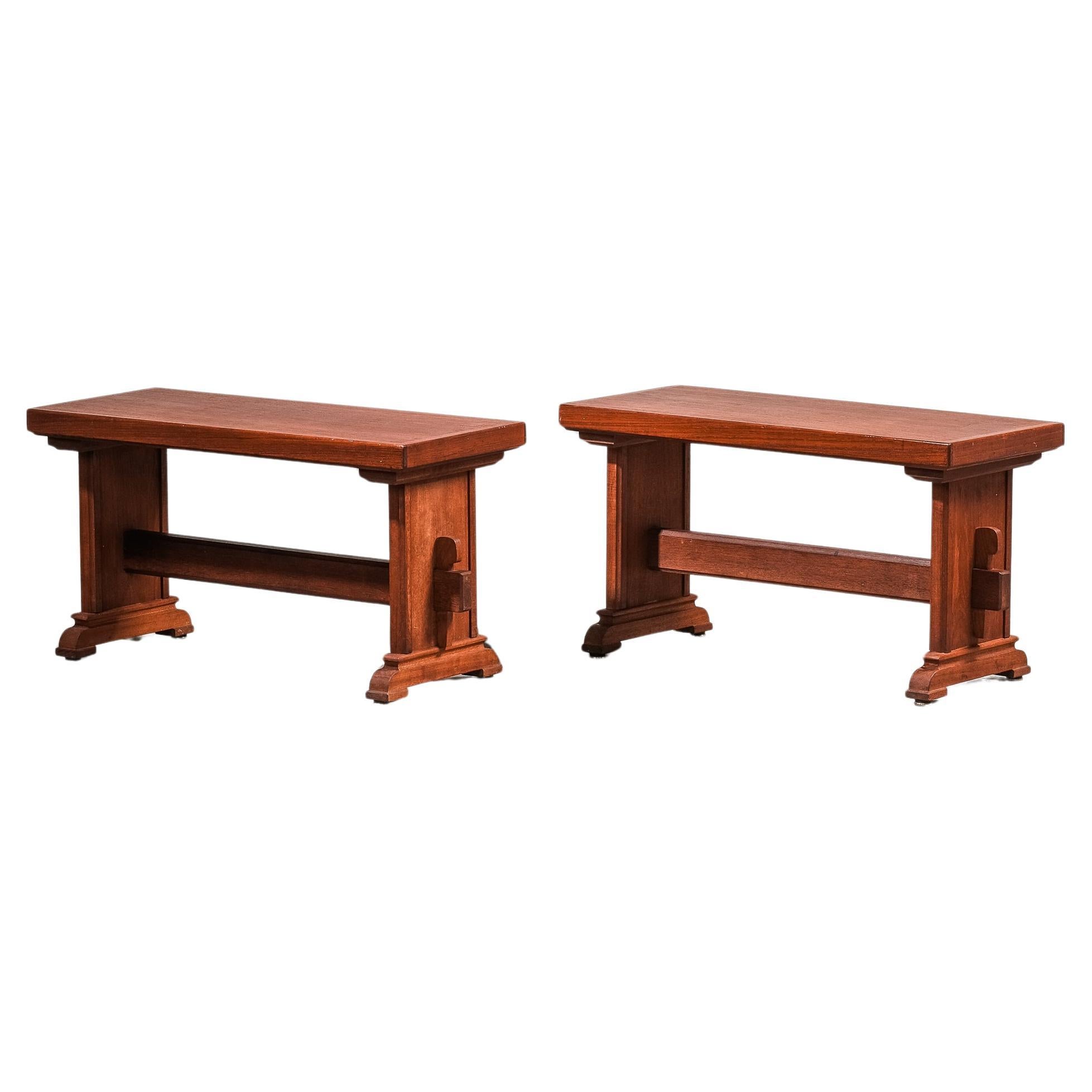 Coppia di panche scandinave di metà secolo in teak