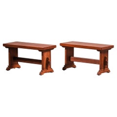 Paire de bancs scandinaves du milieu du siècle en teck