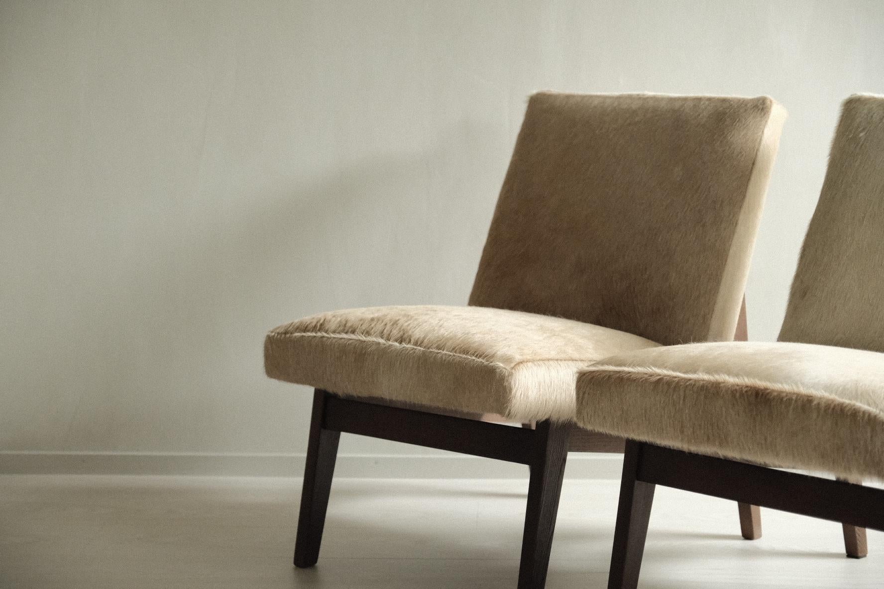 Mid-Century Modern Pair of Scandinavian Mid-Century Chairs, in Style of Pierre Jenneret, 1950s