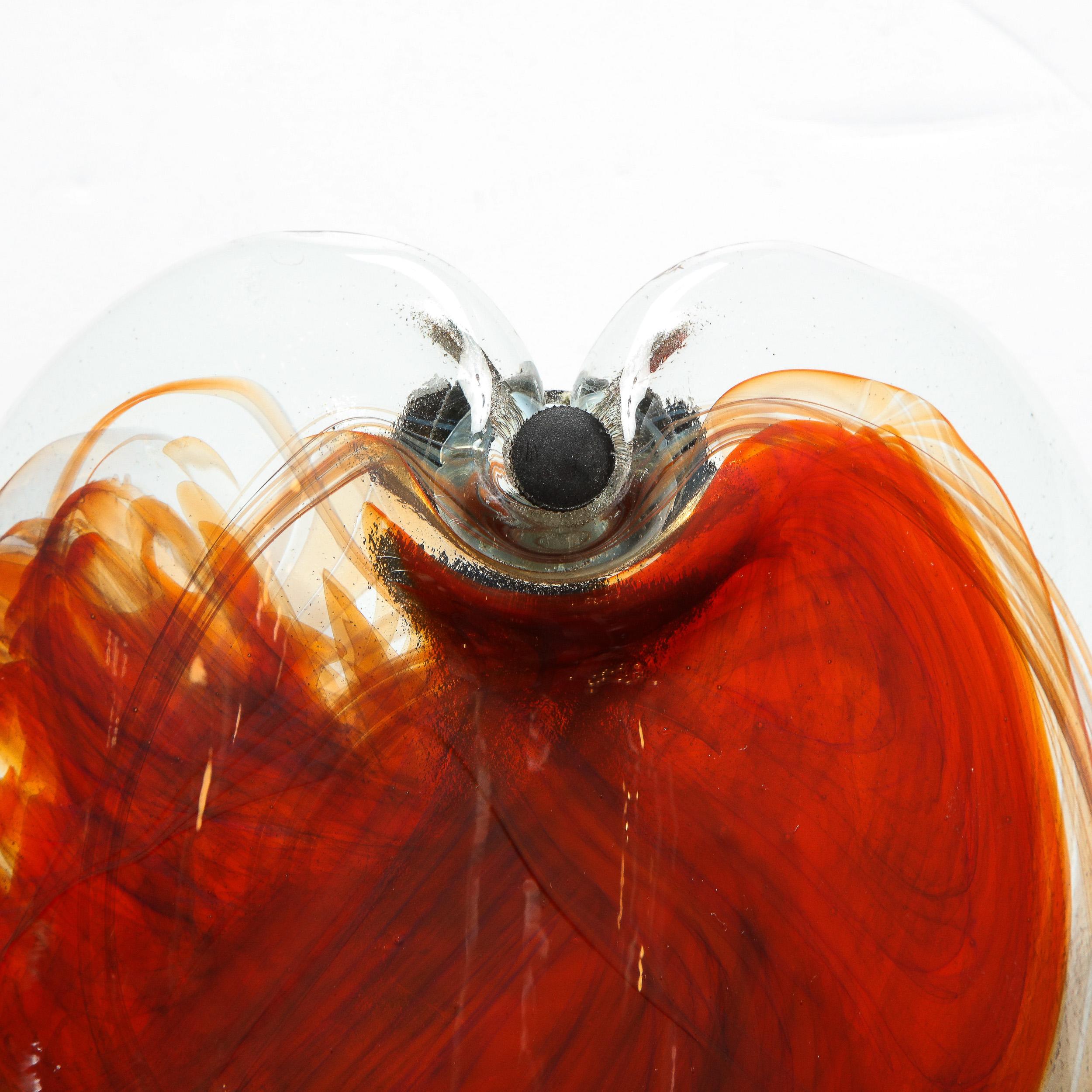 Pair of Scandinavian Midcentury Hand Blown Ruby Red Sconces with Bronze Fittings 6