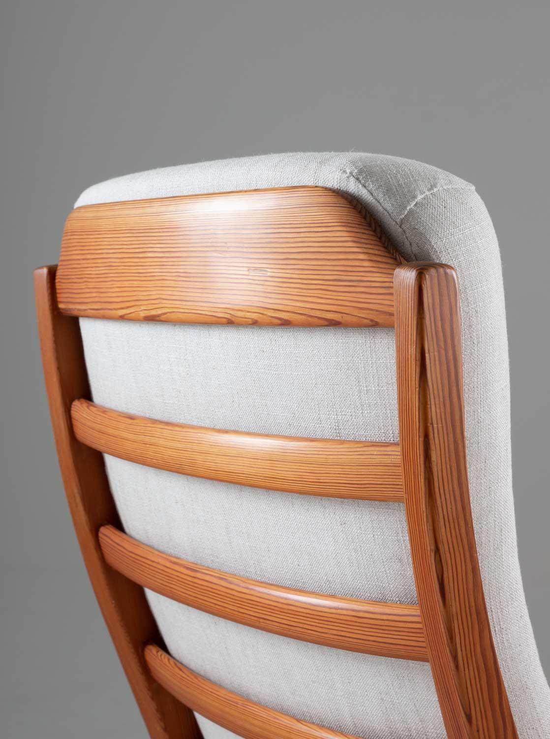 Linen Pair of Scandinavian Midcentury Lounge Chairs by Carl Malmsten