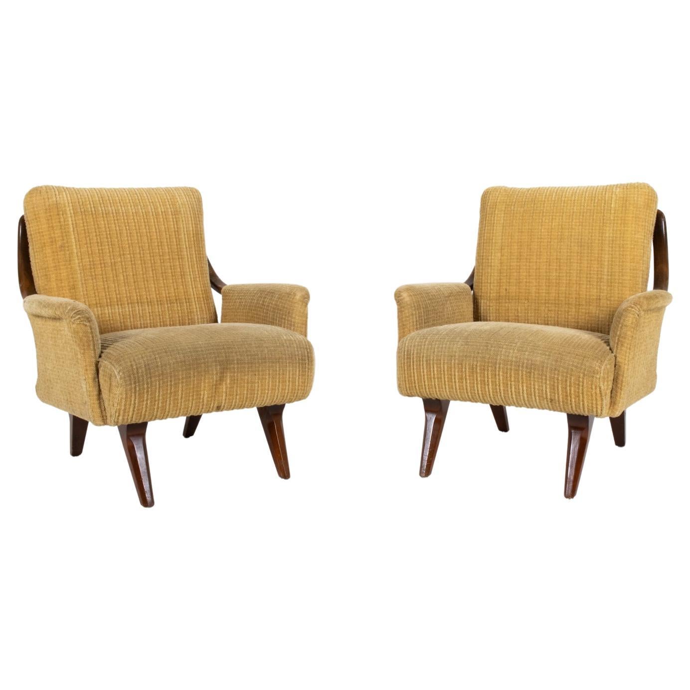 Pair of Scandinavian Mid-Century Lounge Chairs, c. 1950's For Sale