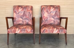 Pair of Scandinavian Mid-Century Modern Colorful Teak Club Armchairs