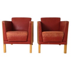 Pair of Scandinavian Mid Century modern Leather Lounge chairs by Erik Jorgensen