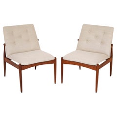 Pair of Scandinavian Mid-Century Modern Teak Slipper Chairs
