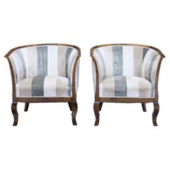 Pair of Scandinavian Midcentury Birchwood Horseshoe Back Club Chairs
