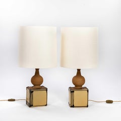 Paire de lampes de table scandinaves en céramique du milieu du siècle par Heerwagen Denmark 1971