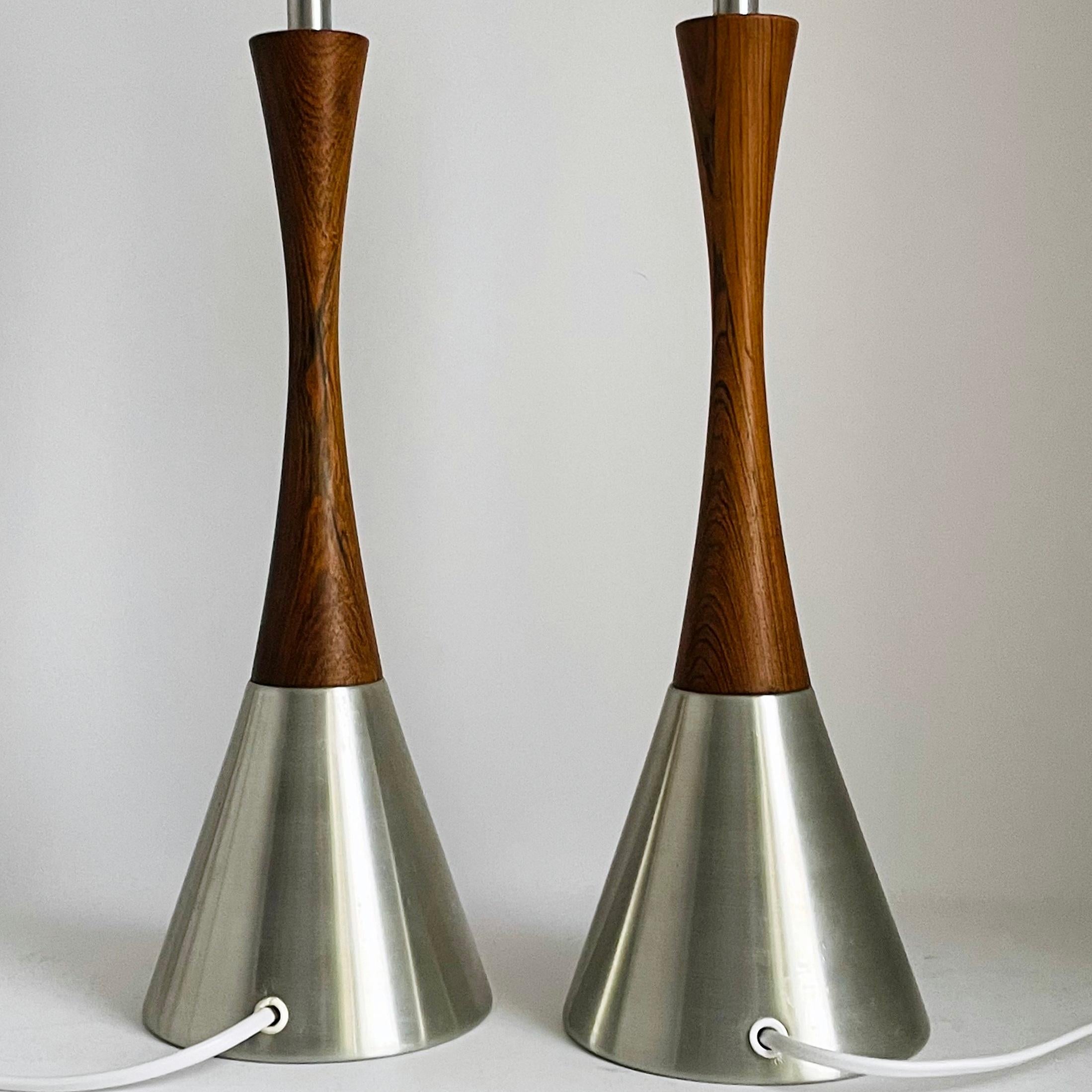 Stained Pair of Scandinavian Midcentury Table Lamps by Bergboms, Sweden