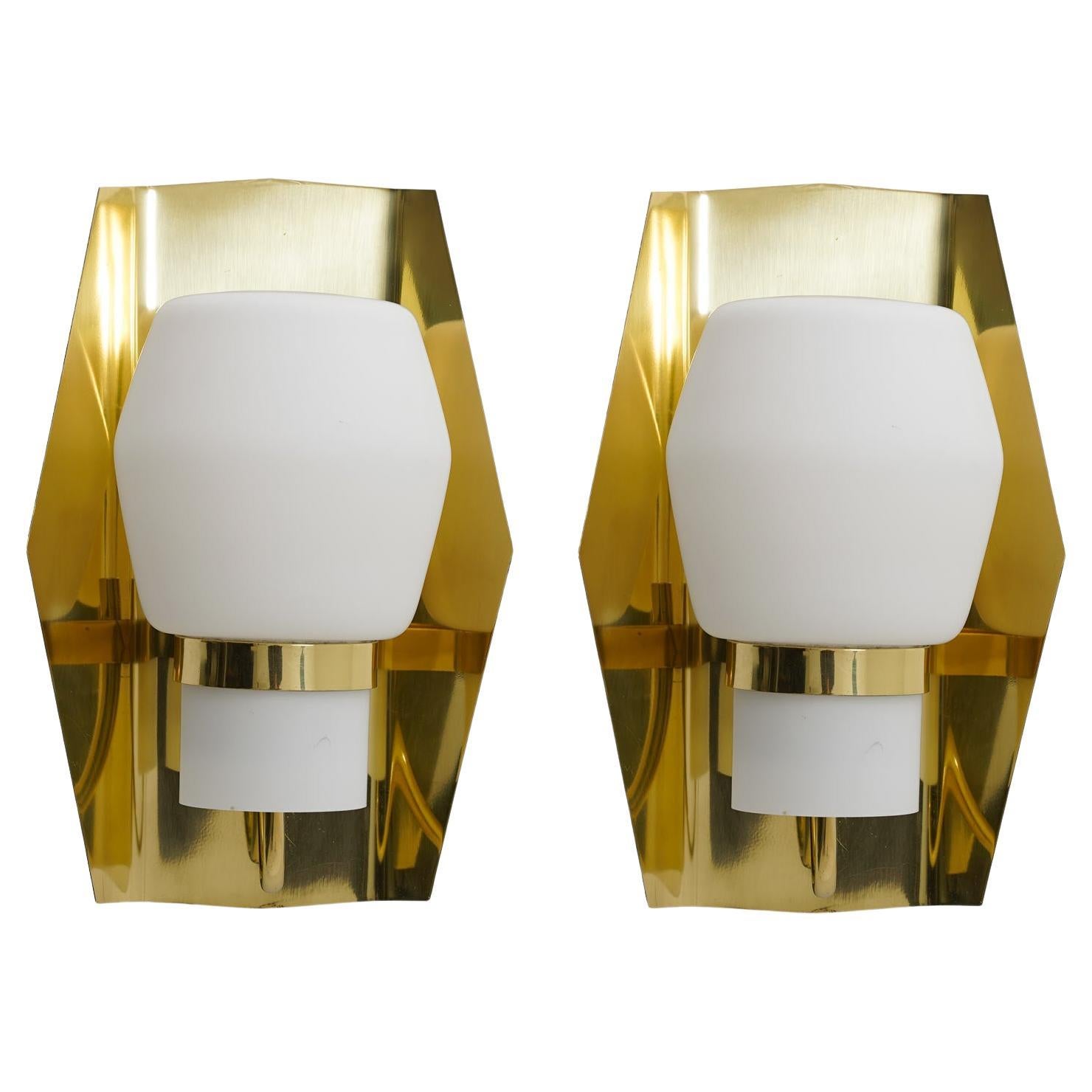 Pair of Scandinavian Architectural Wall Lamps at 1stDibs