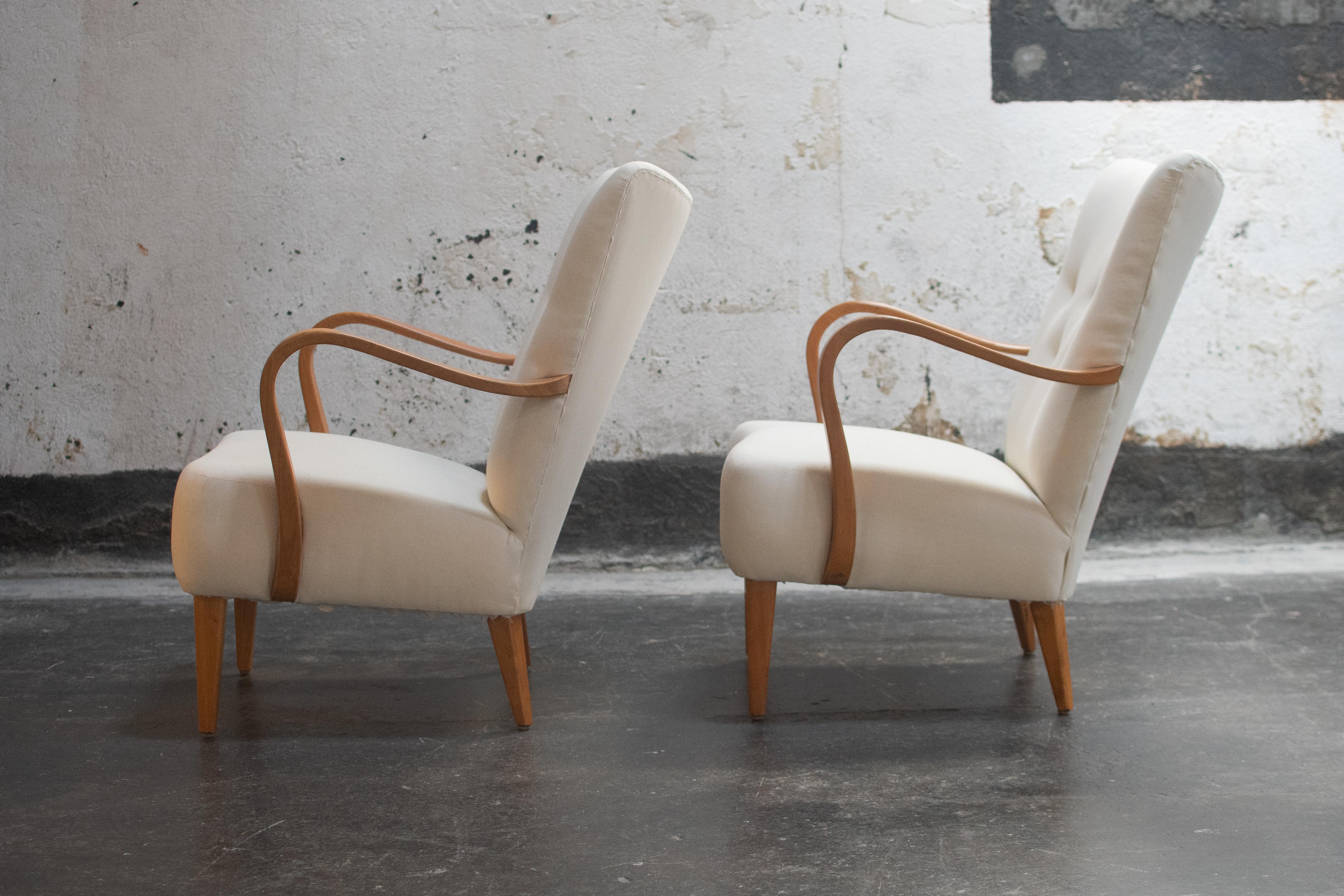 Hand-Crafted Pair of Scandinavian Modern Arm Chairs  For Sale