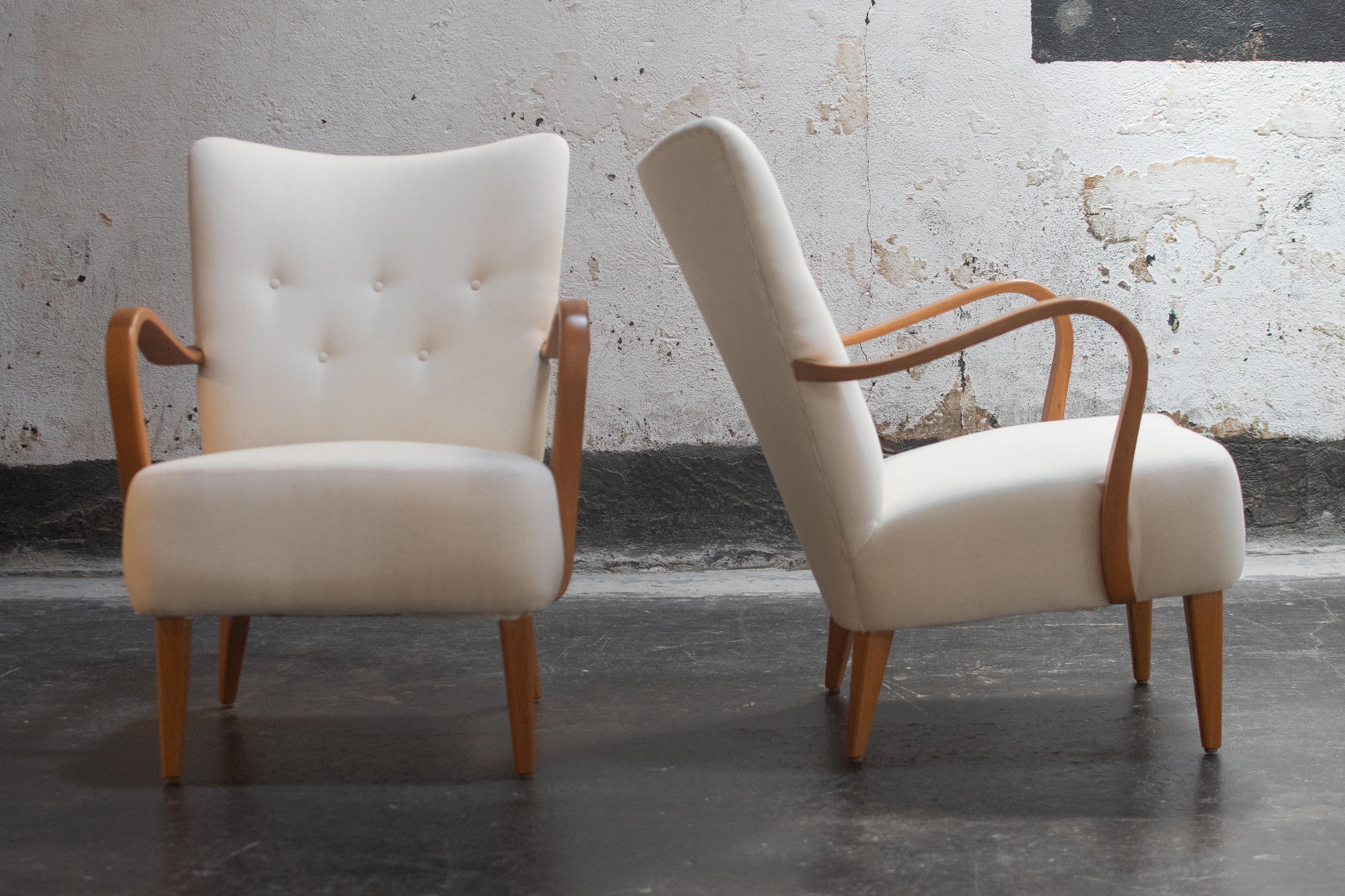 Mid-20th Century Pair of Scandinavian Modern Arm Chairs  For Sale