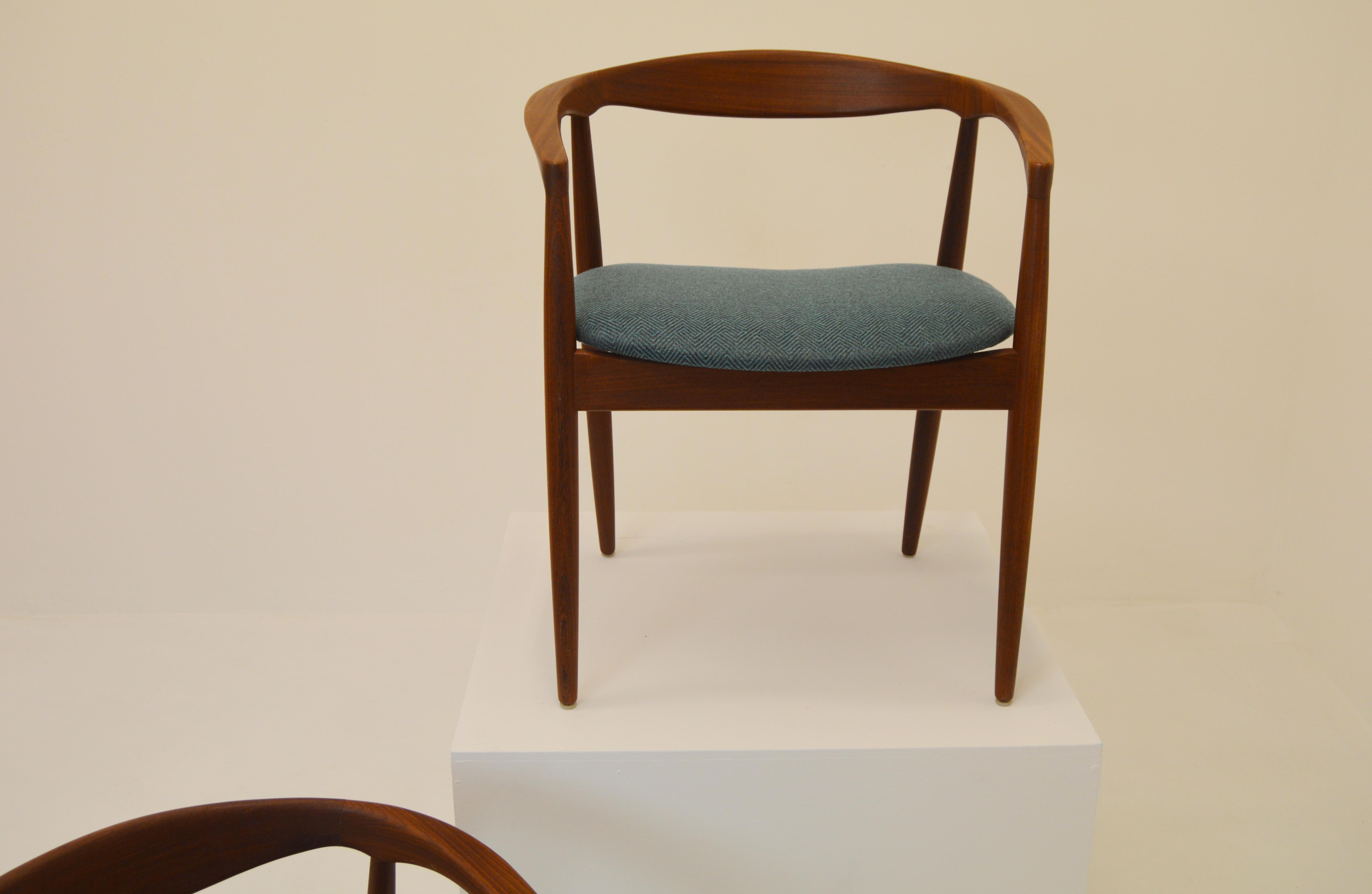 Mid-Century Modern Pair of Scandinavian Modern Armchairs Troja Danish Design by Kai Kristiansen For Sale