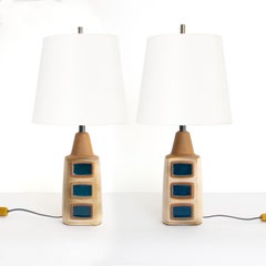 Einar Johansen for Soholm Stentøj Pair Scandinavian Modern Glazed Ceramic Lamps